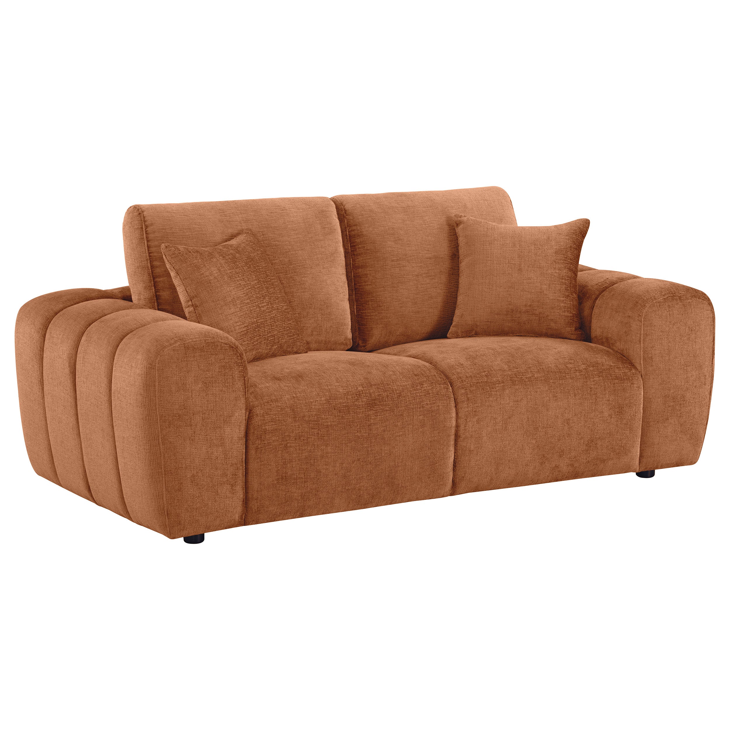 Burnett Chenille Upholstered Wide Arm Loveseat Burnt Orange-