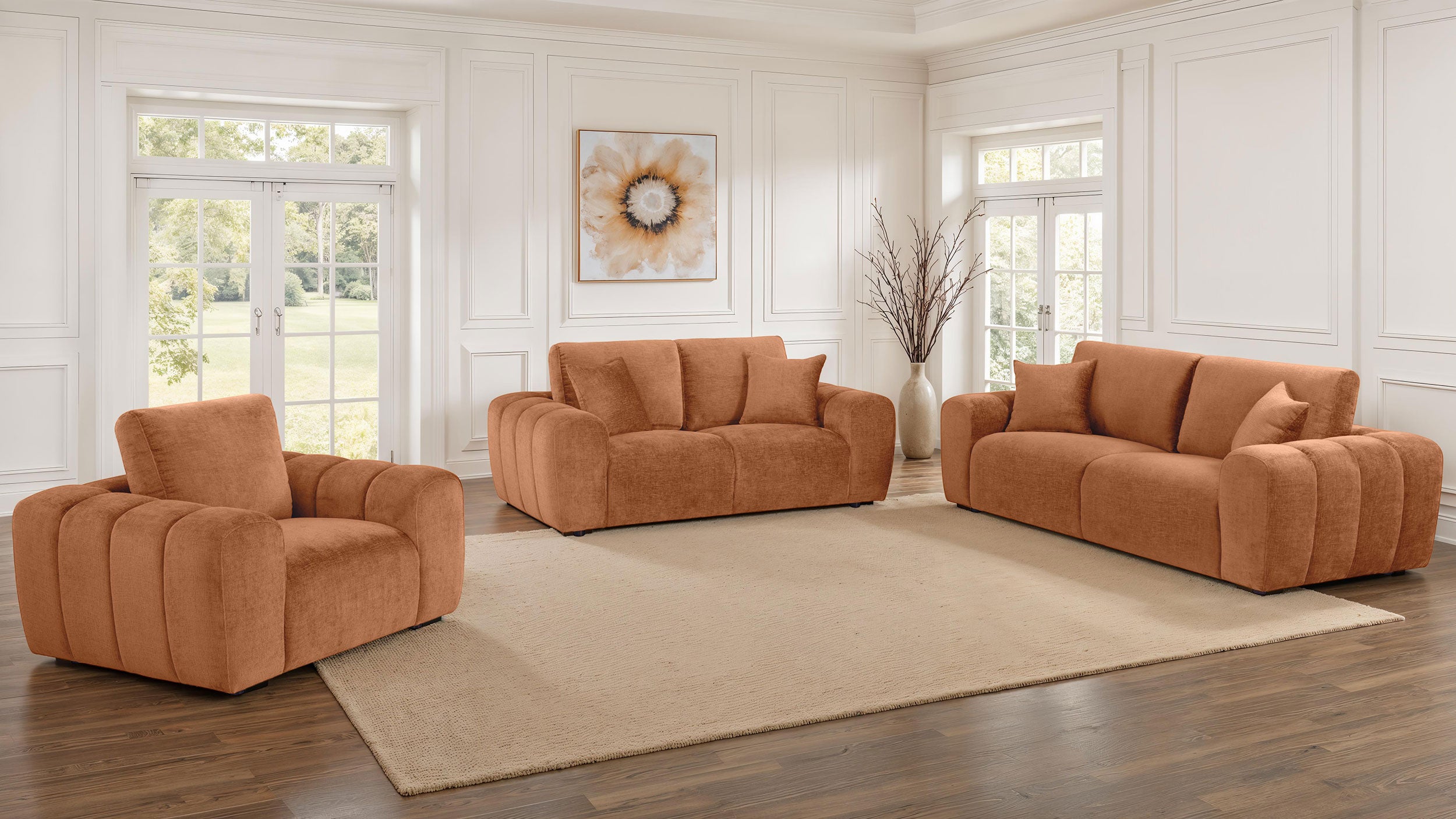Burnett Chenille Upholstered Accent Chair Burnt Orange-
