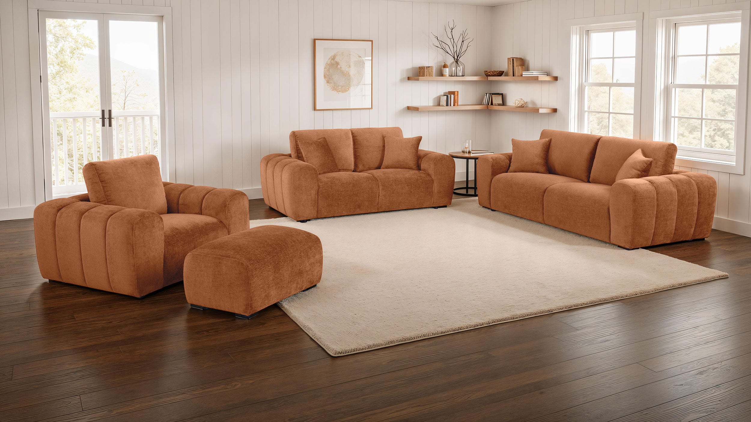 Burnett Chenille Upholstered Accent Chair Burnt Orange-