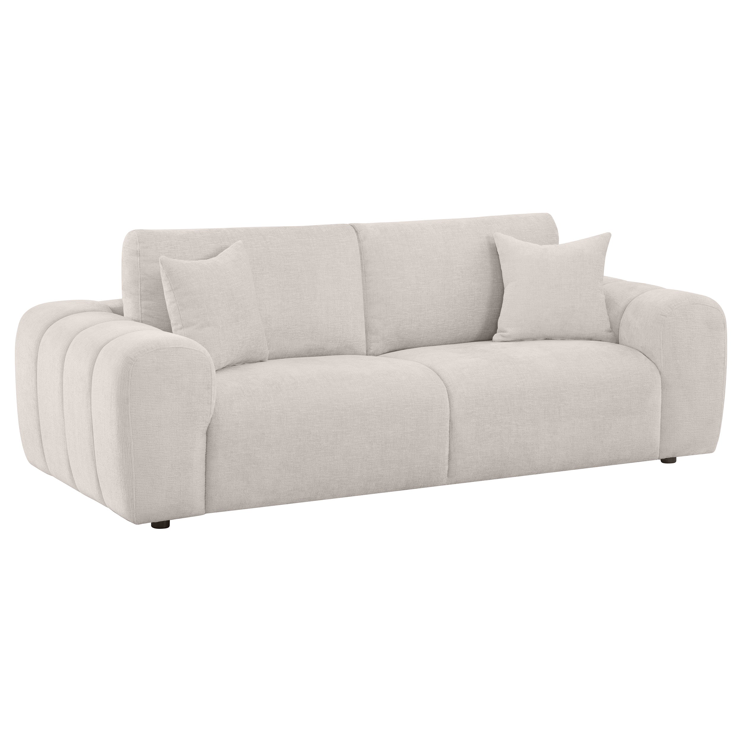 Burnett Chenille Upholstered Wide Arm Sofa Ivory-
