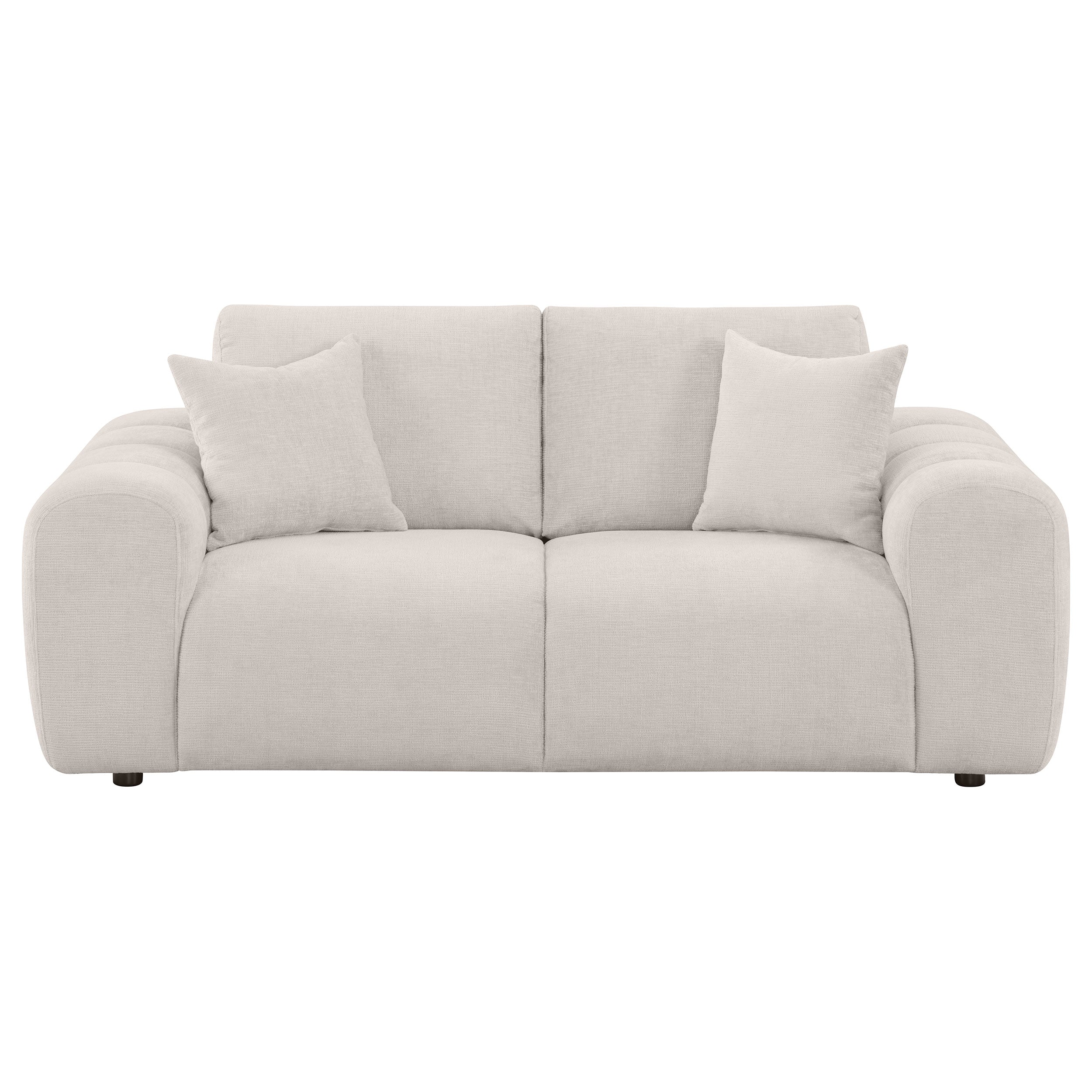 Burnett Chenille Upholstered Wide Arm Loveseat Ivory-