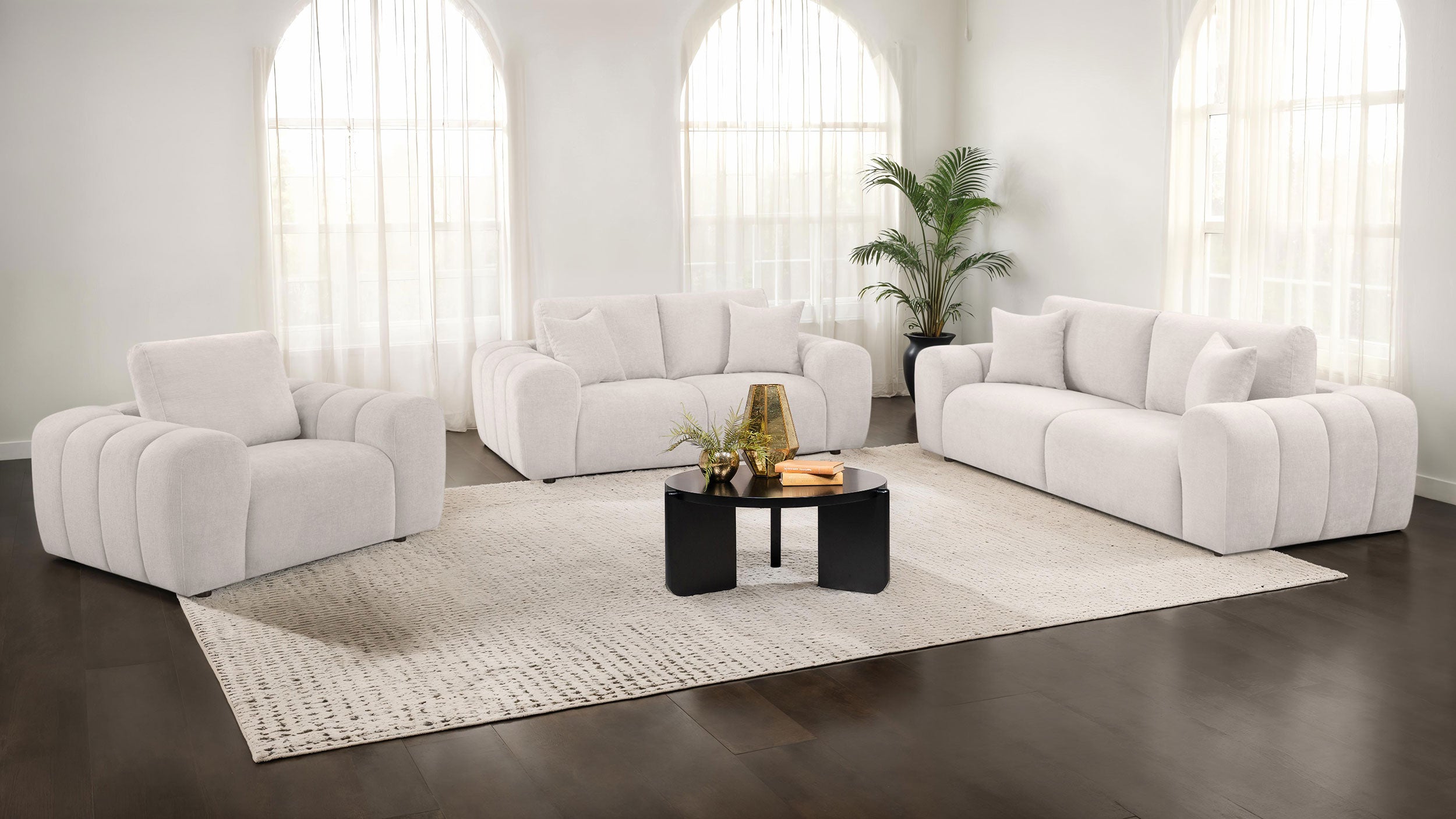 Burnett Chenille Upholstered Accent Chair Ivory-