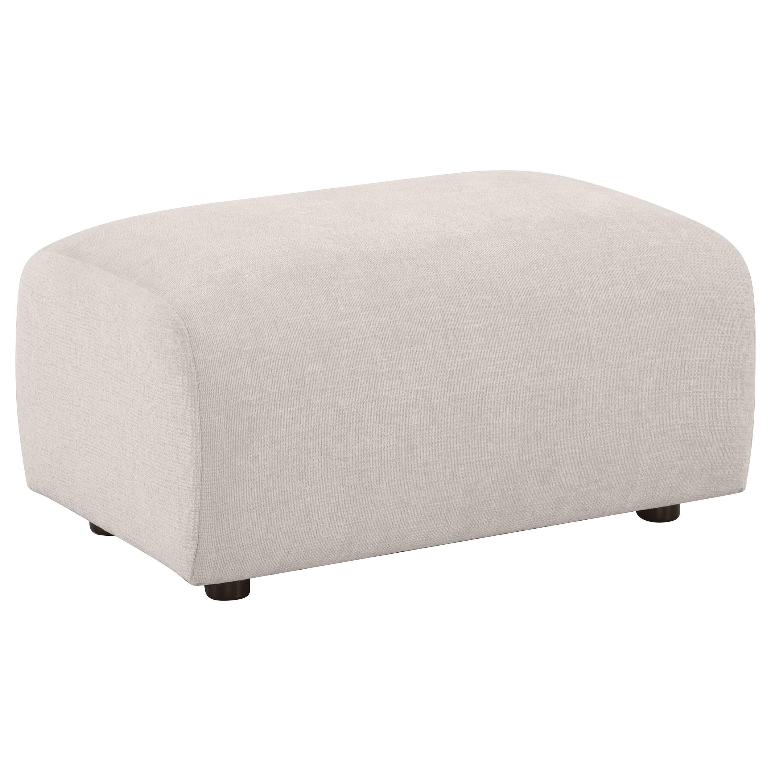 Burnett Chenille Upholstered Ottoman Ivory-