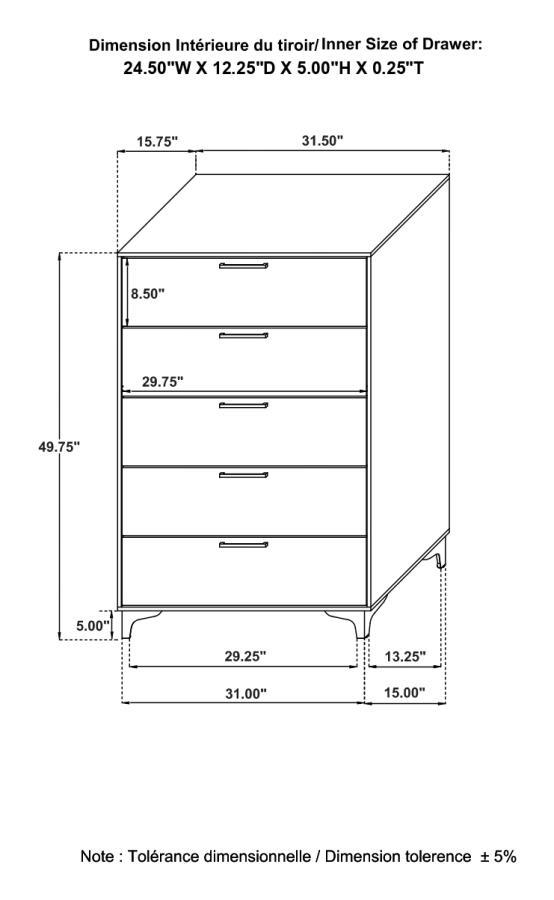 Kendall - 5-Drawer Bedroom Chest - Best Buy Furniture