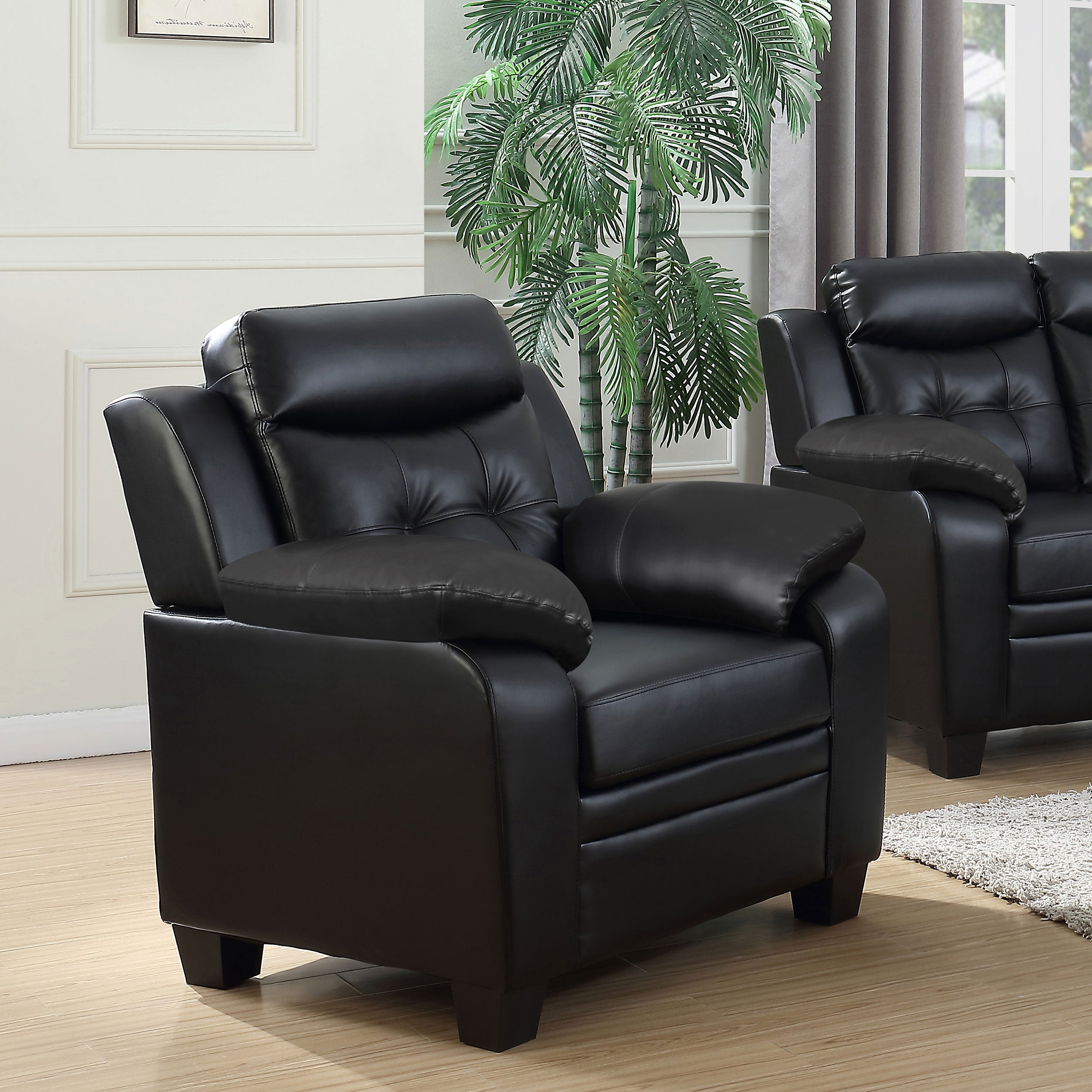 Finley Upholstered Padded Arm Tufted Accent Chair Black-CoasterEveryday