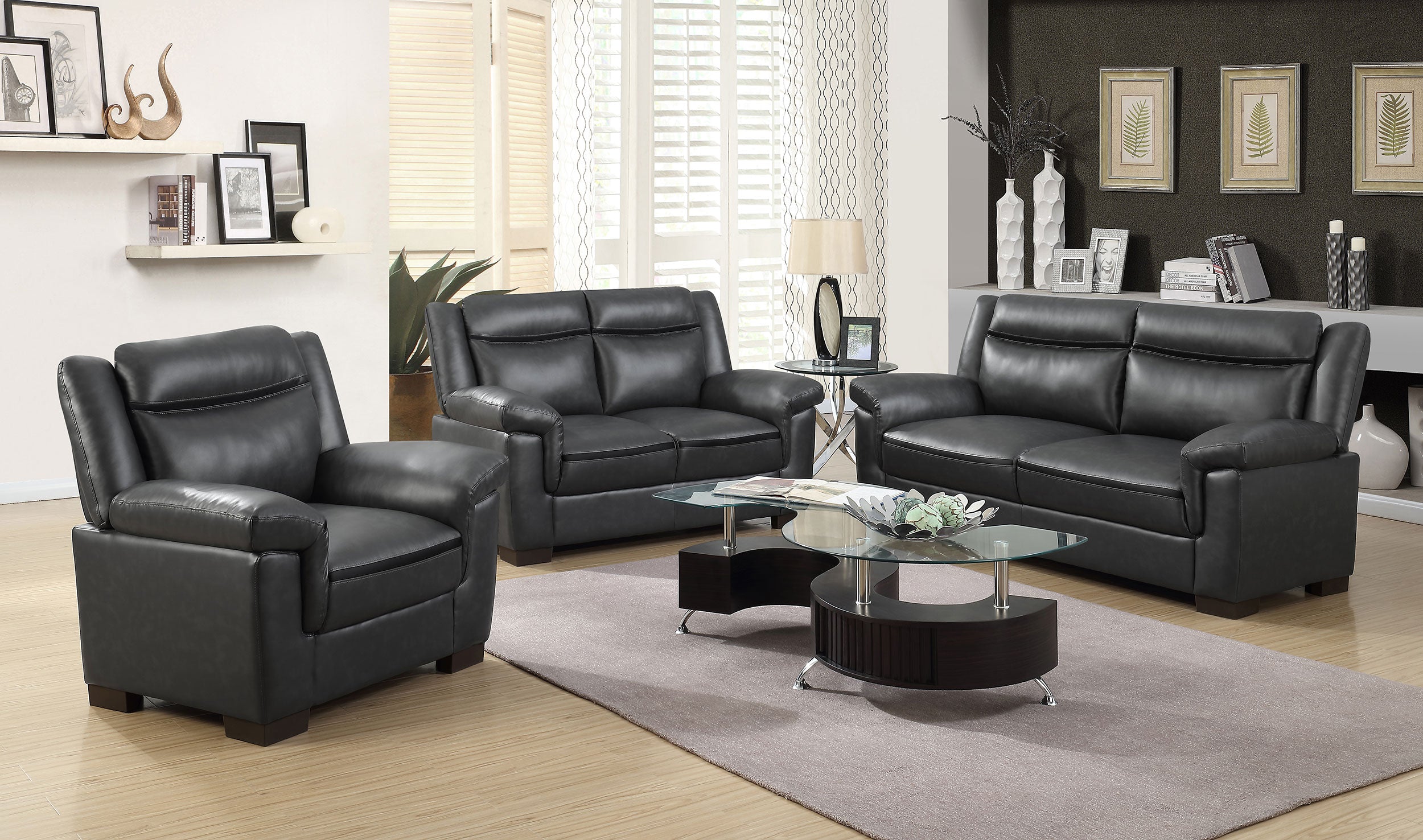 Arabella Upholstered Padded Arm Sofa Grey-CoasterEveryday