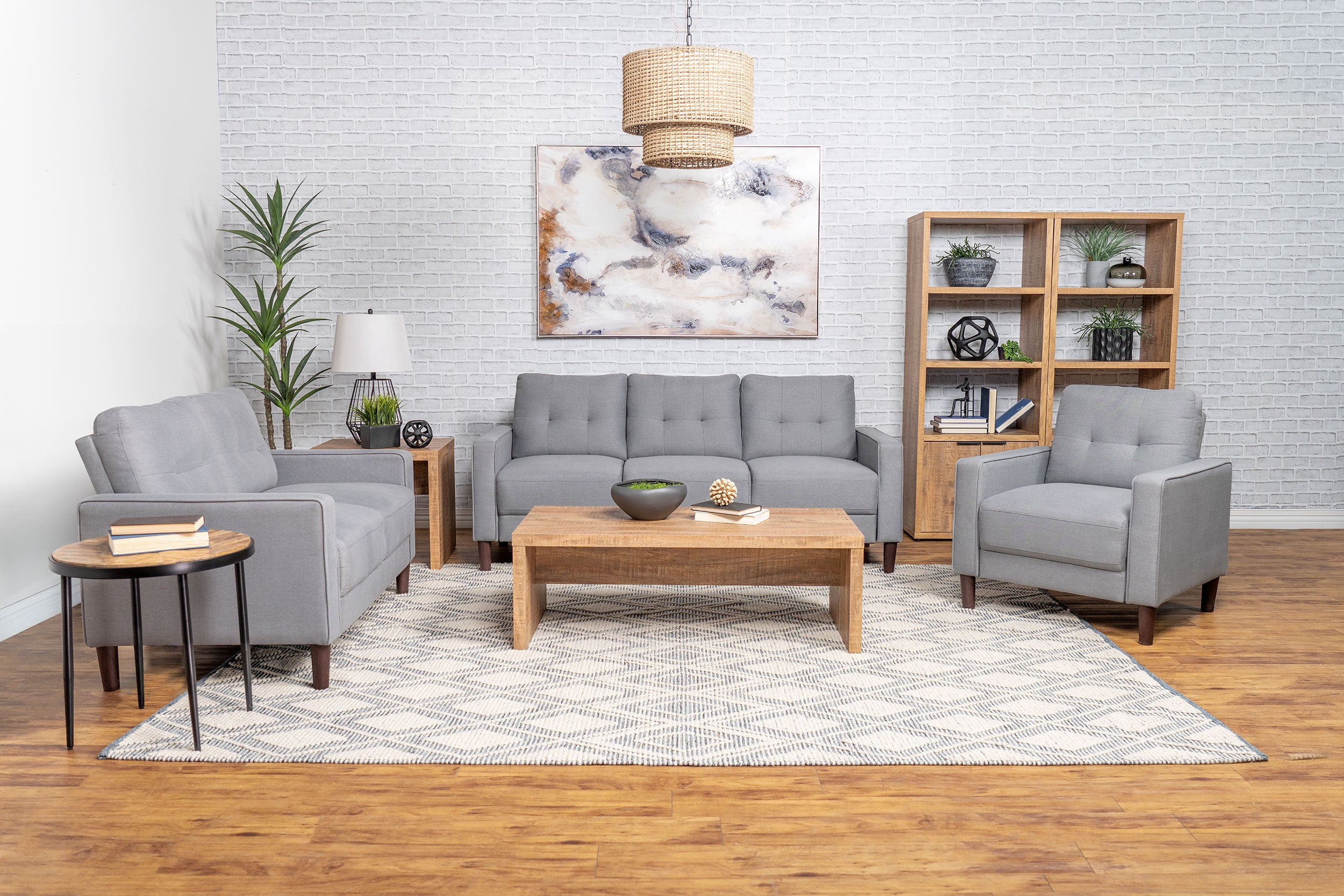 Bowen Upholstered Track Arm Tufted Loveseat Grey-