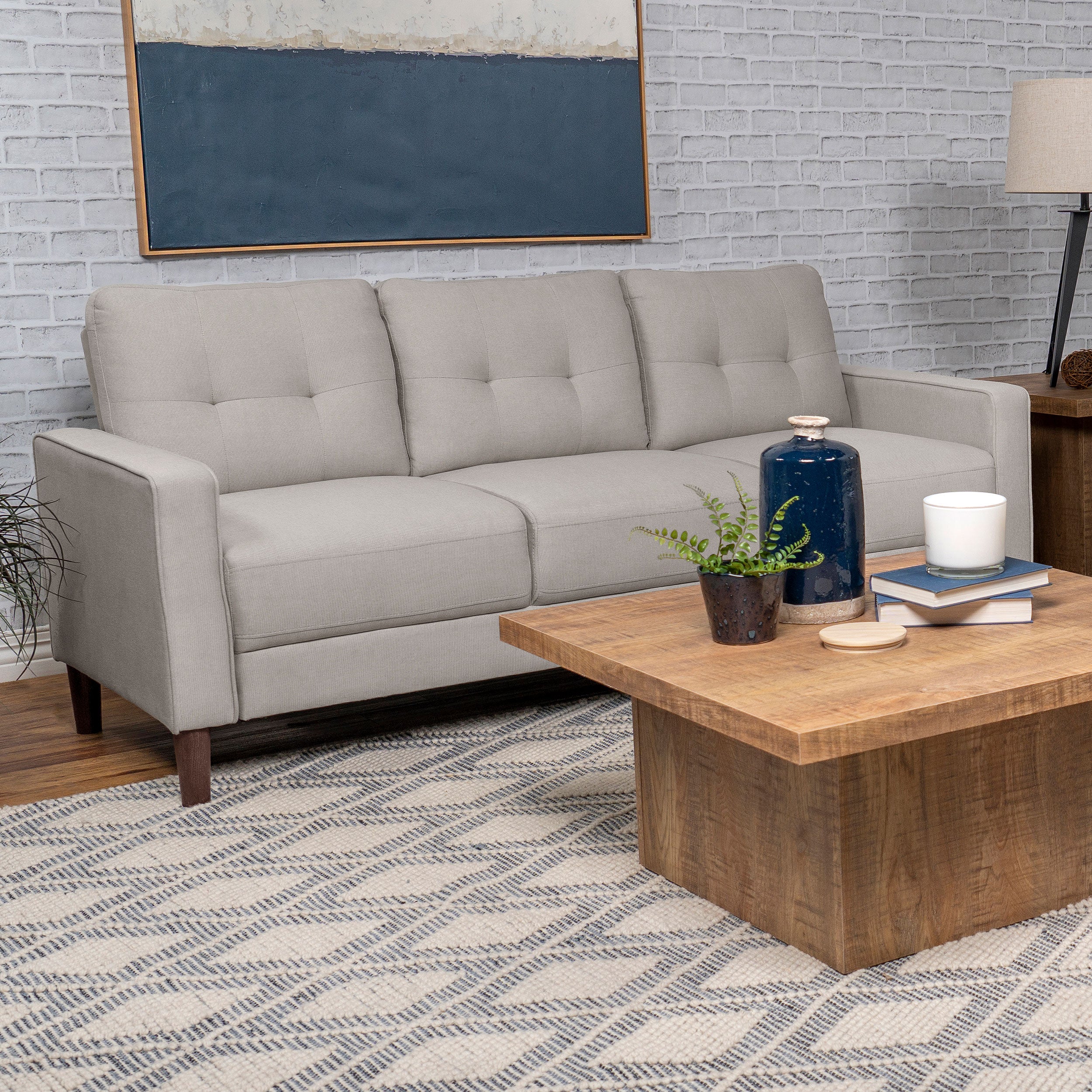 Bowen Upholstered Track Arm Tufted Sofa Beige-