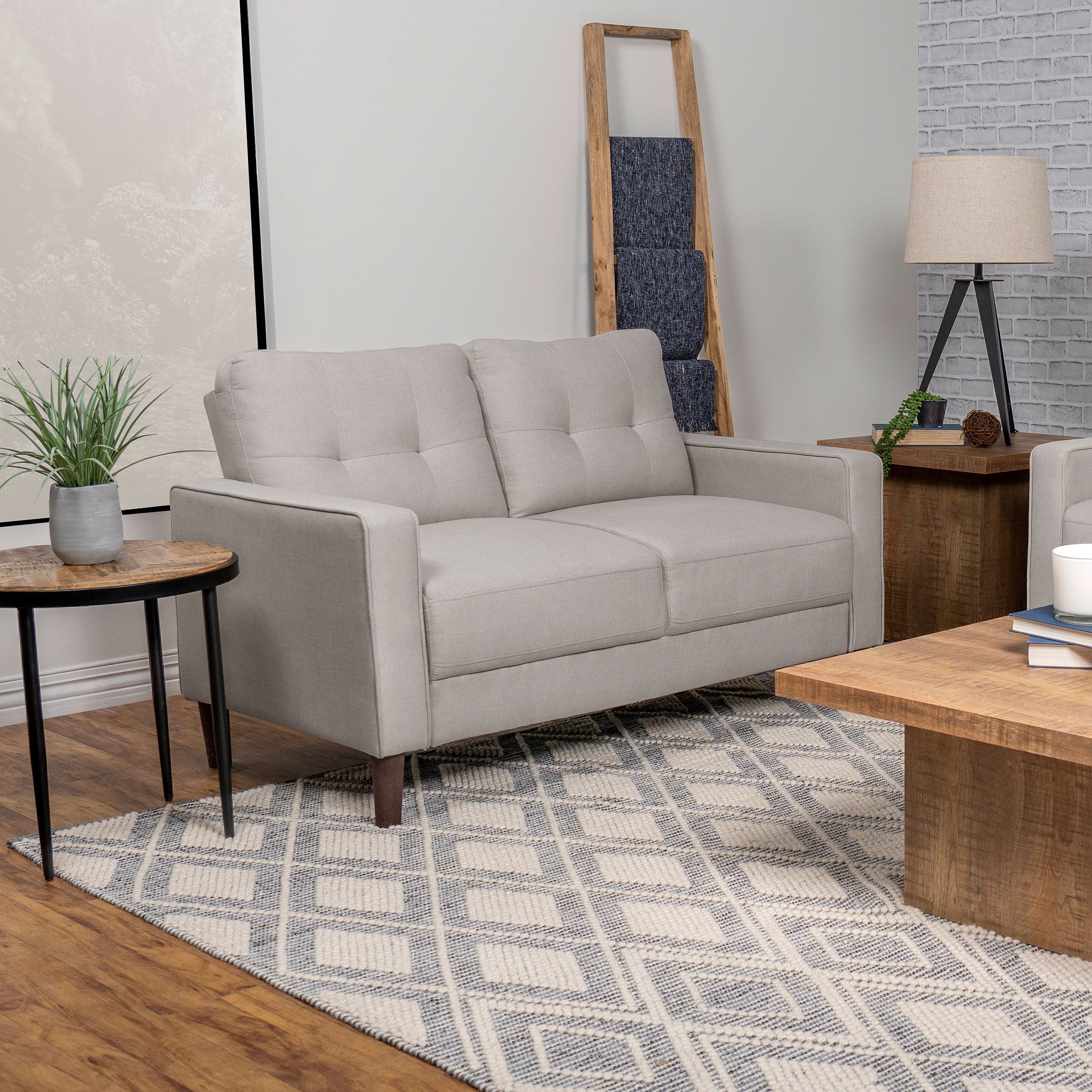 Bowen Upholstered Track Arm Tufted Loveseat Beige-