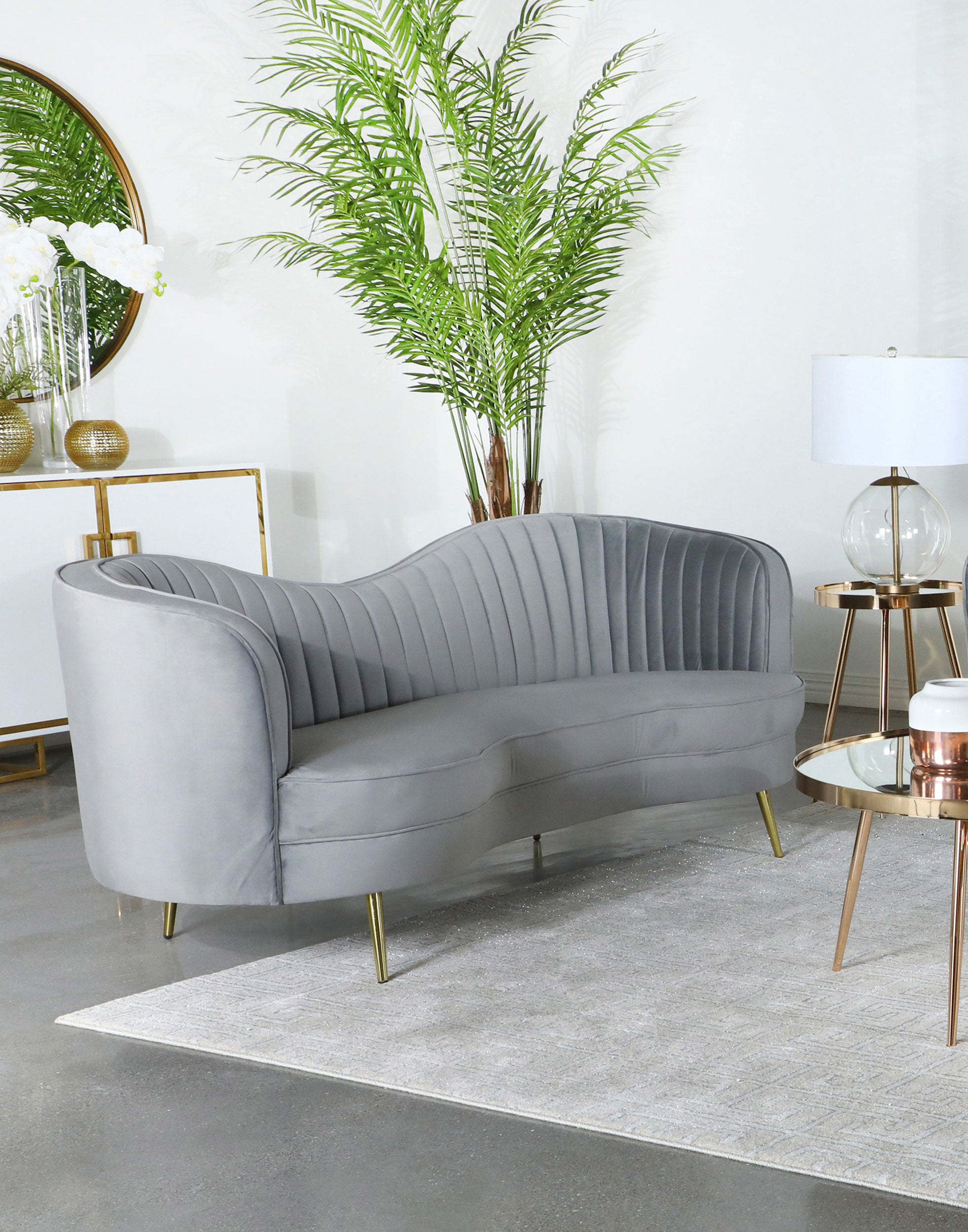 Sophia Upholstered Channel Tufted Sofa Grey-CoasterEssence