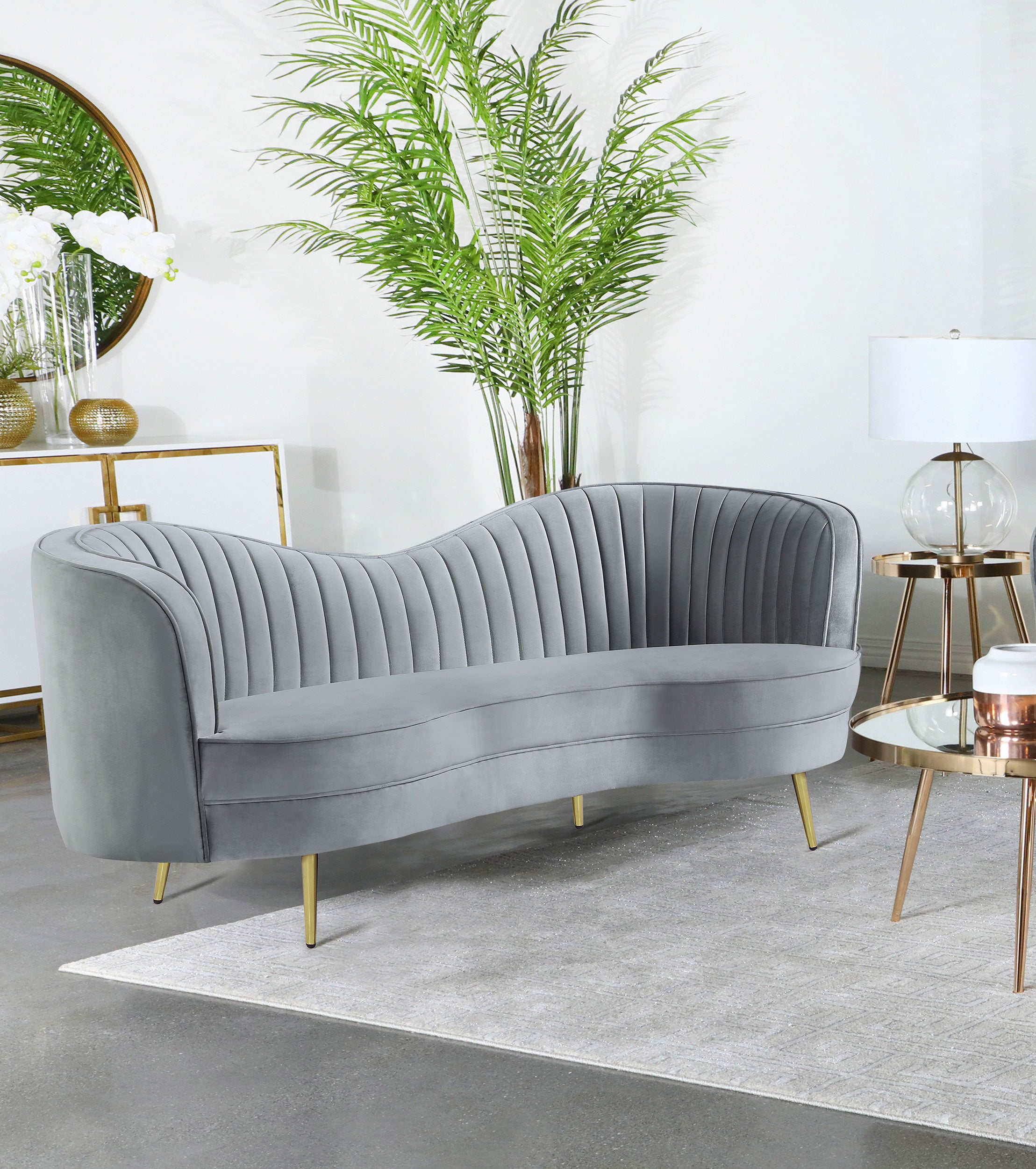 Sophia Upholstered Channel Tufted Loveseat Grey-CoasterEssence