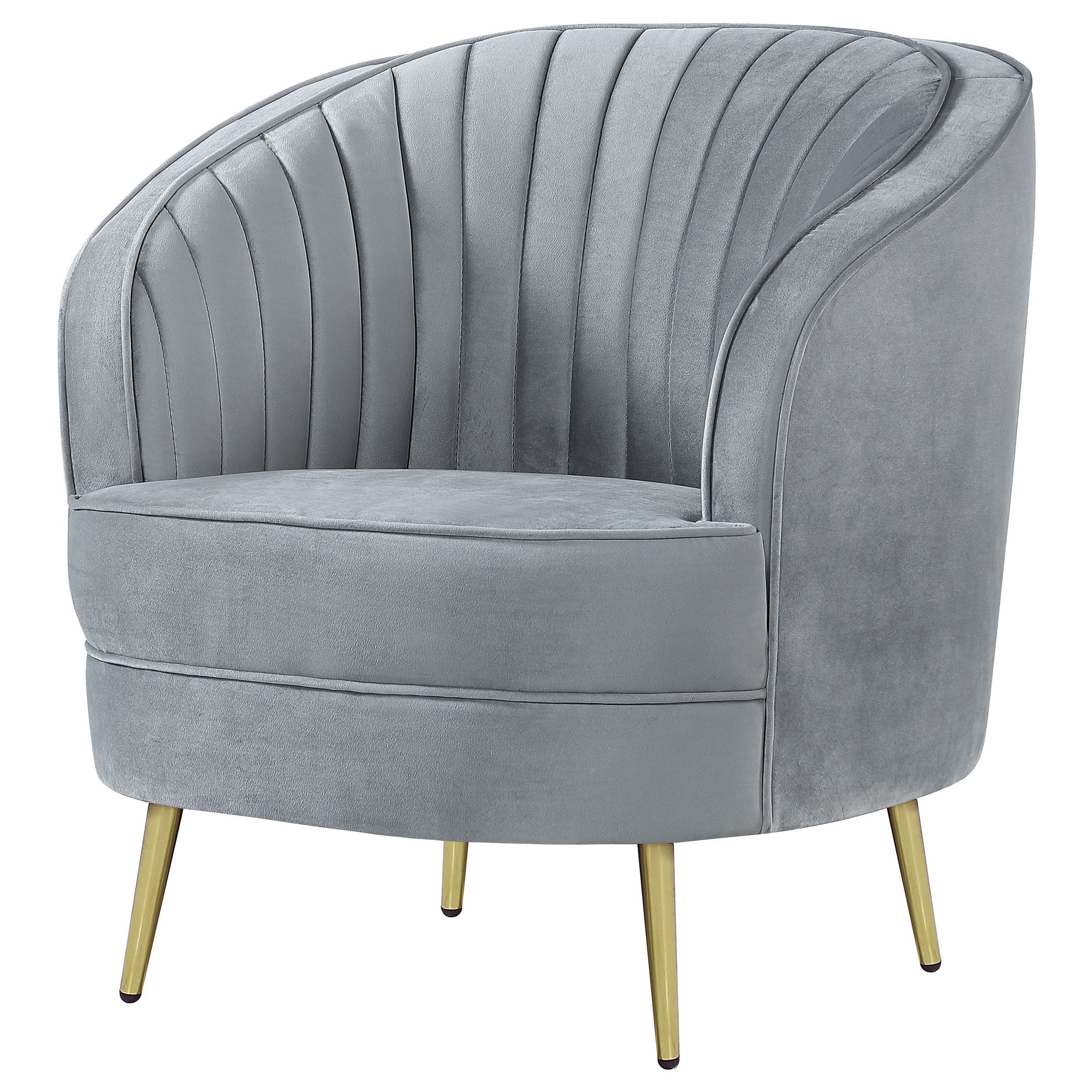Sophia Upholstered Channel Tufted Barrel Accent Chair Grey-CoasterEssence