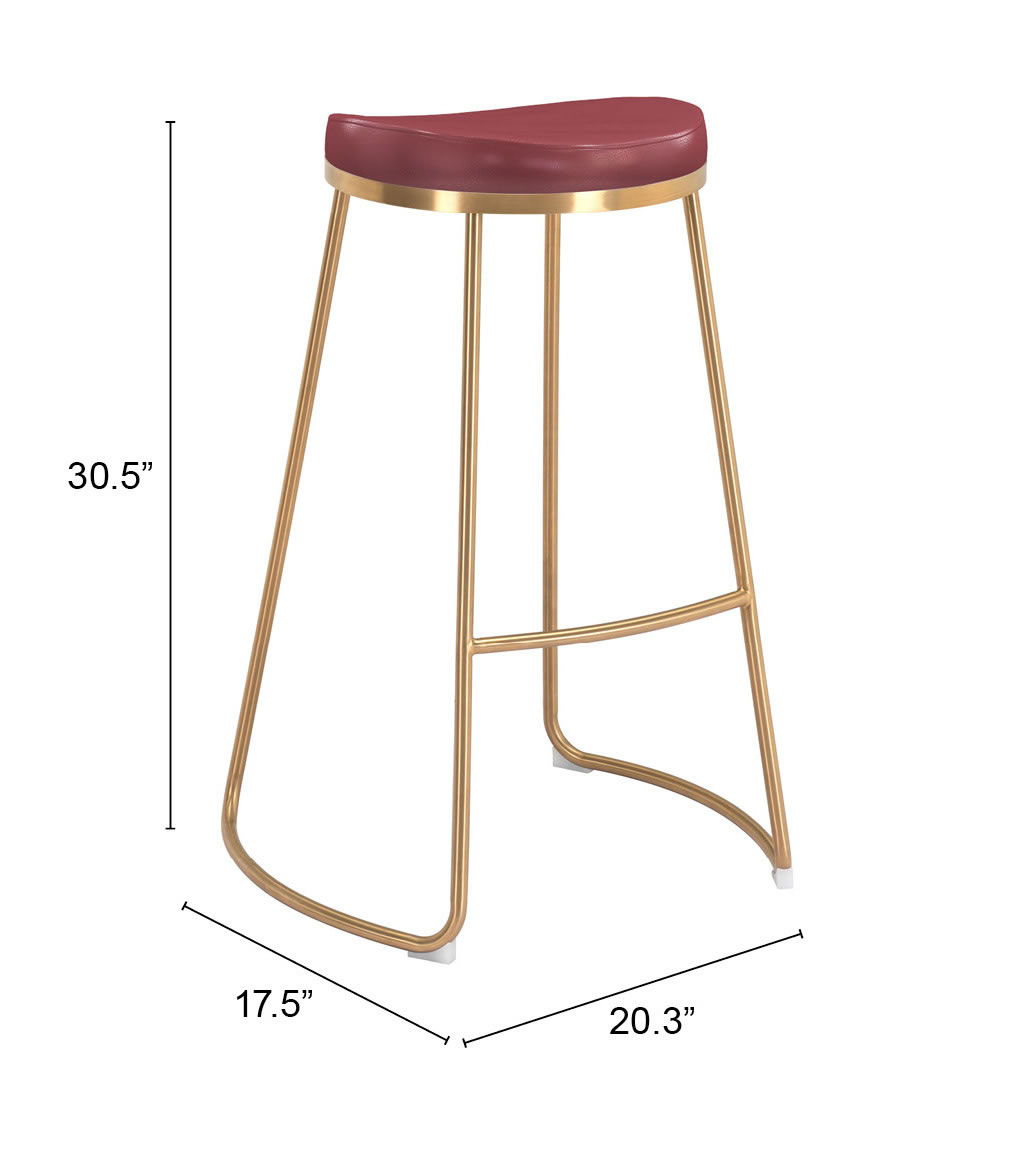 Bree - Barstool (Set of 2) - Burgundy & Gold
