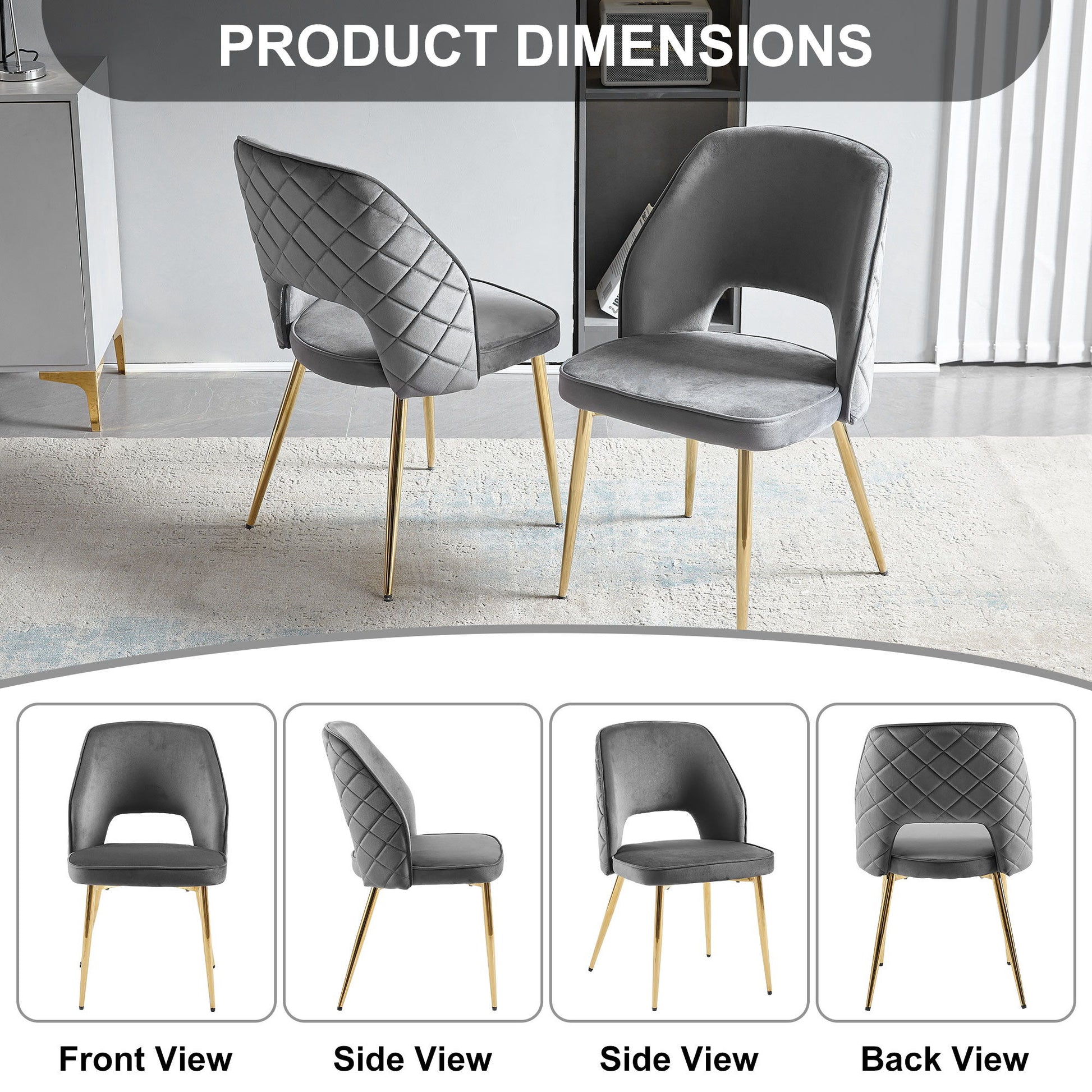 Velvet Dining Chairs With Metal Legs And Hollow Back Upholstered Dining Chairs - Best Buy Furniture
