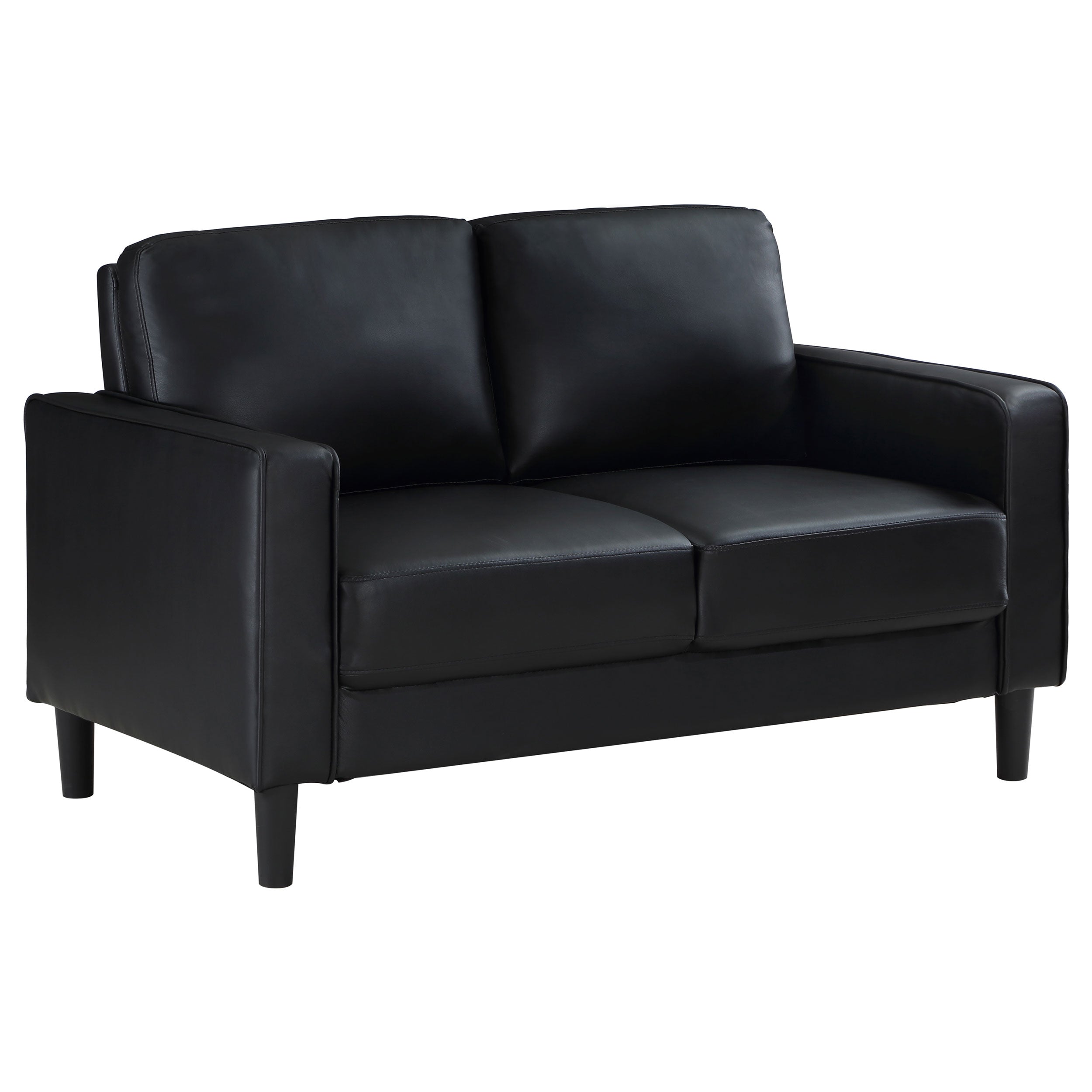 Ruth Upholstered Track Arm Loveseat Black-