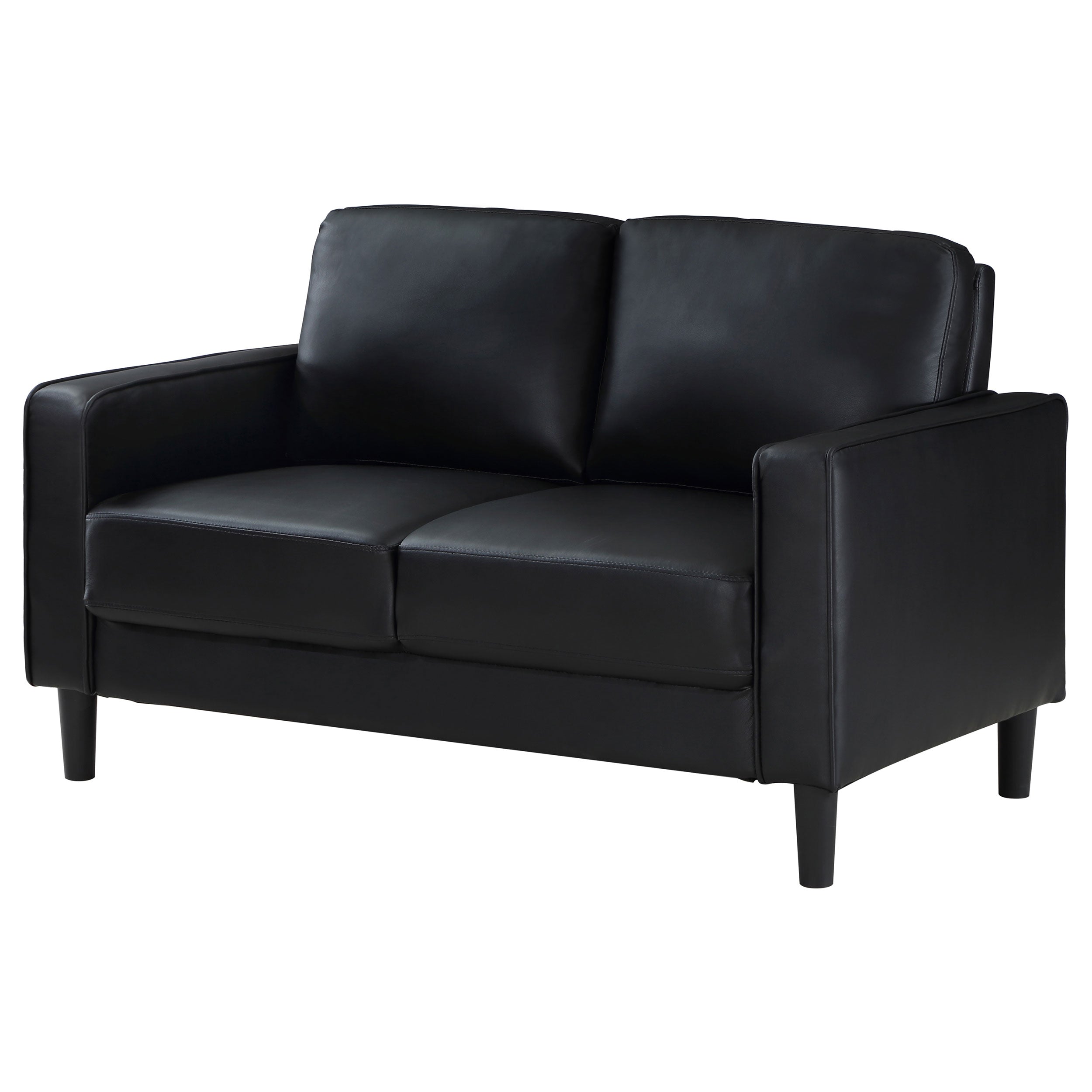 Ruth Upholstered Track Arm Loveseat Black-