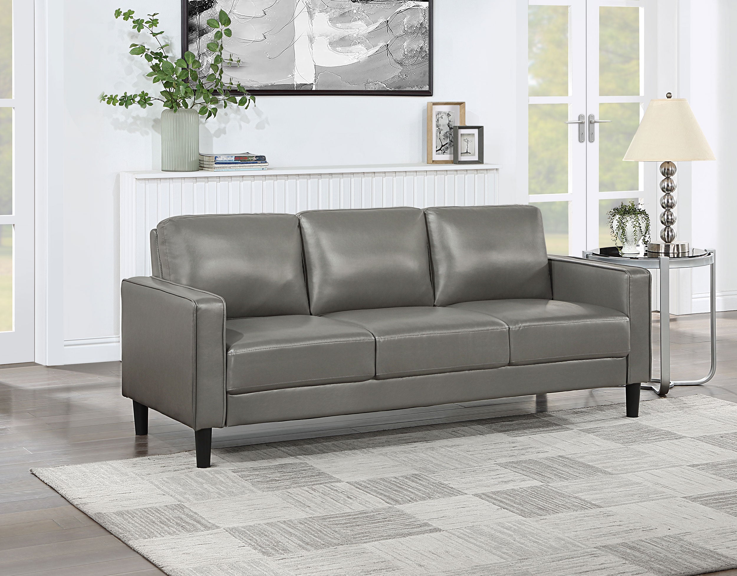 Ruth Upholstered Track Arm Sofa Grey-