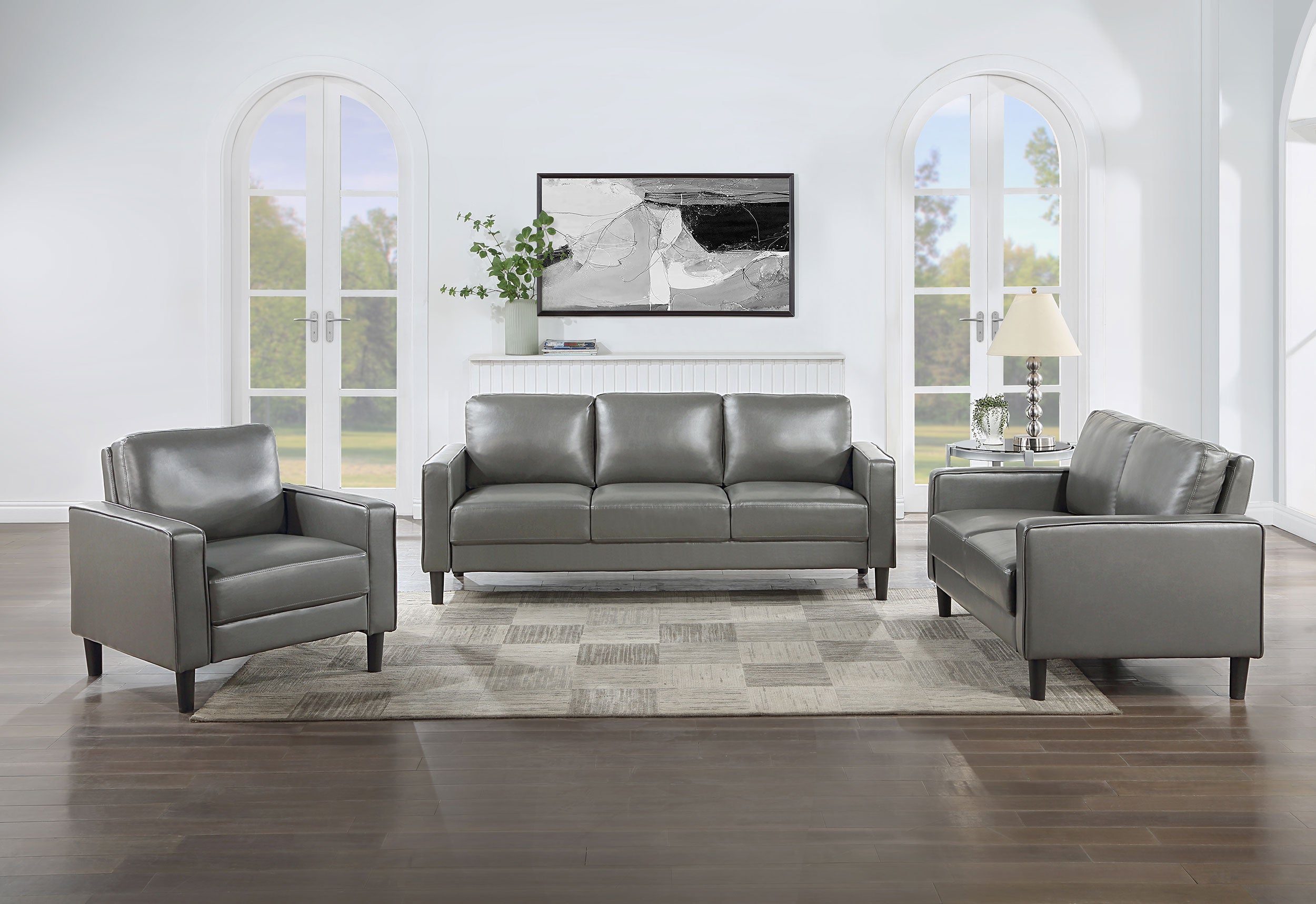 Ruth Upholstered Track Arm Sofa Grey-