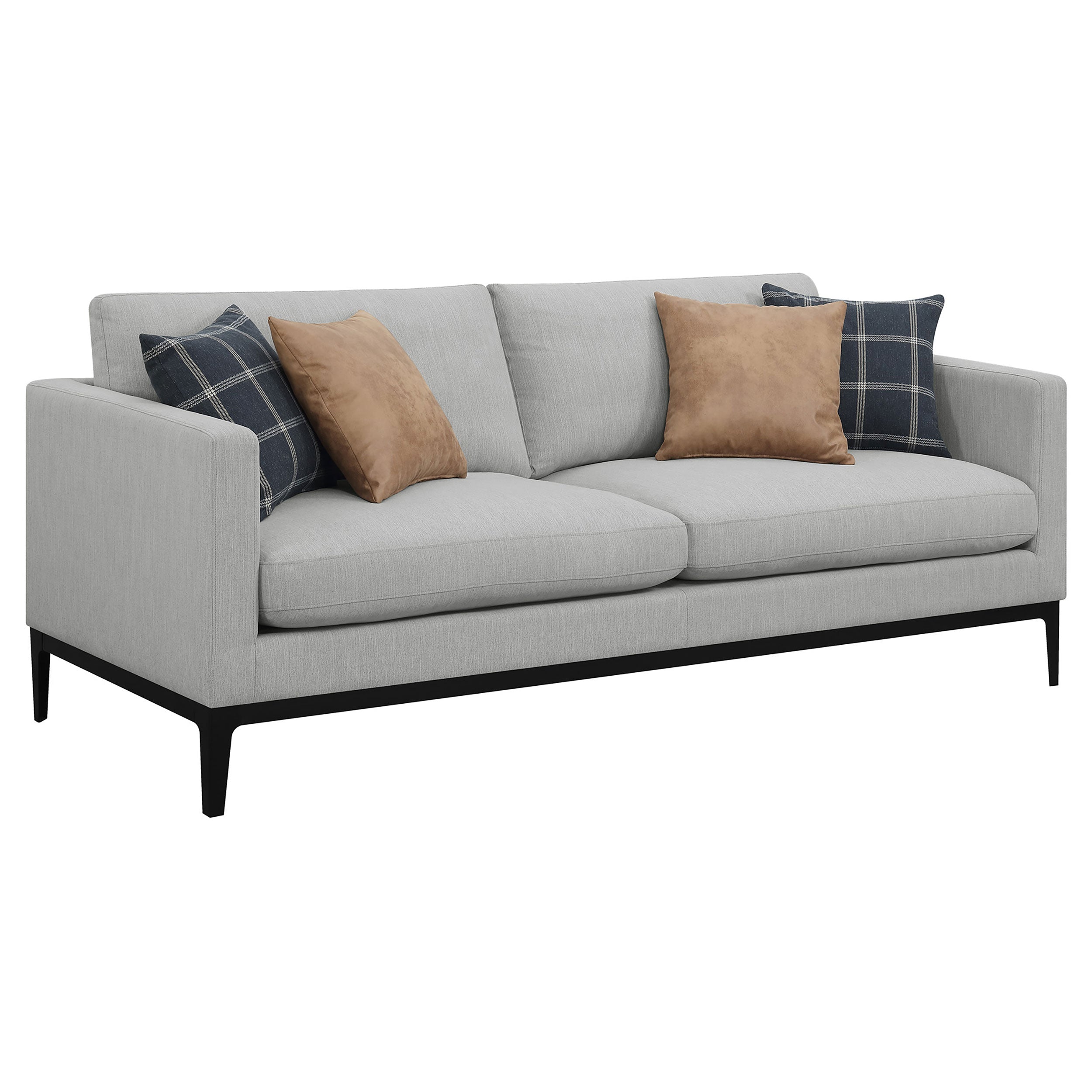 Apperson Upholstered Track Arm Sofa Light Grey-CoasterElevations
