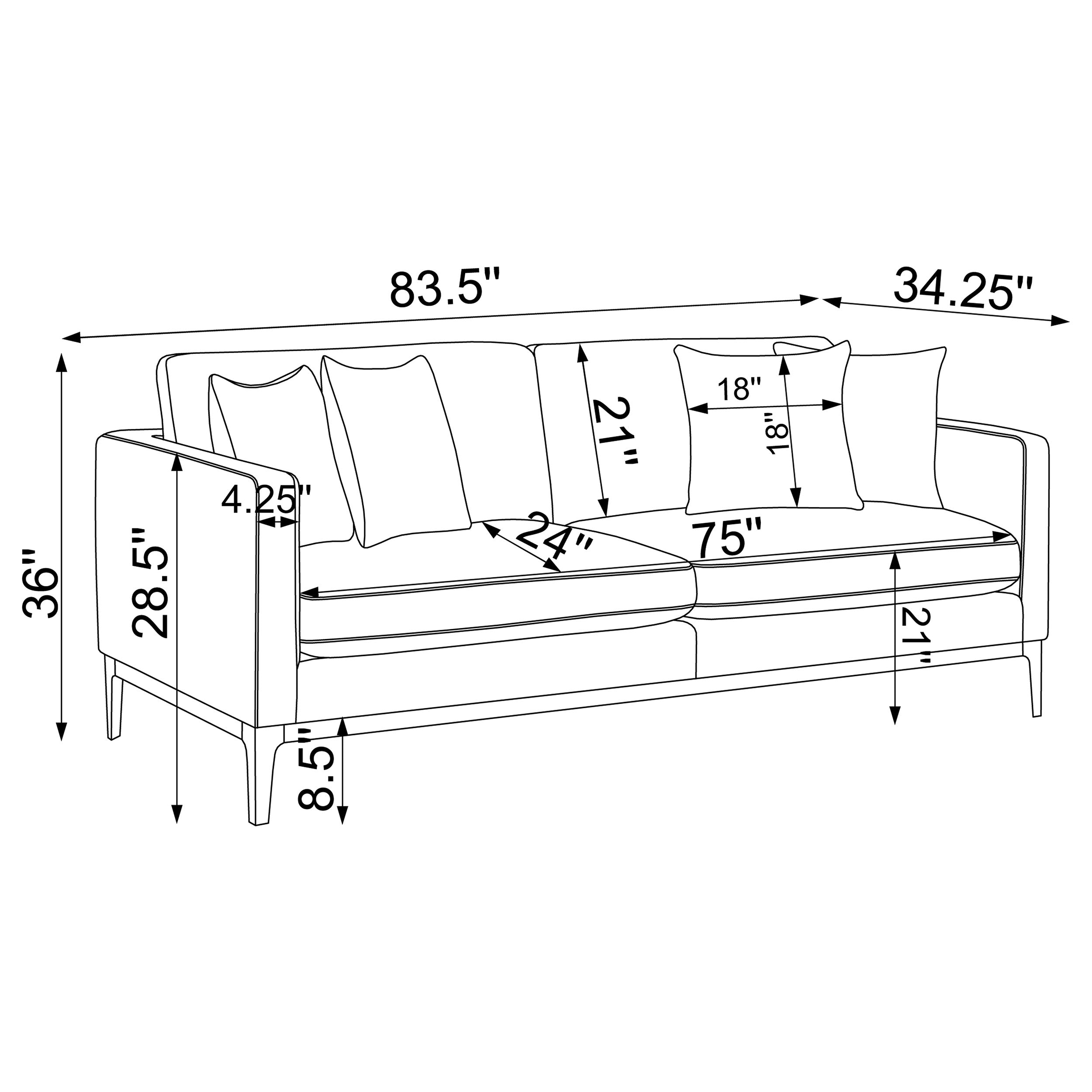 Apperson Upholstered Track Arm Sofa Light Grey-CoasterElevations