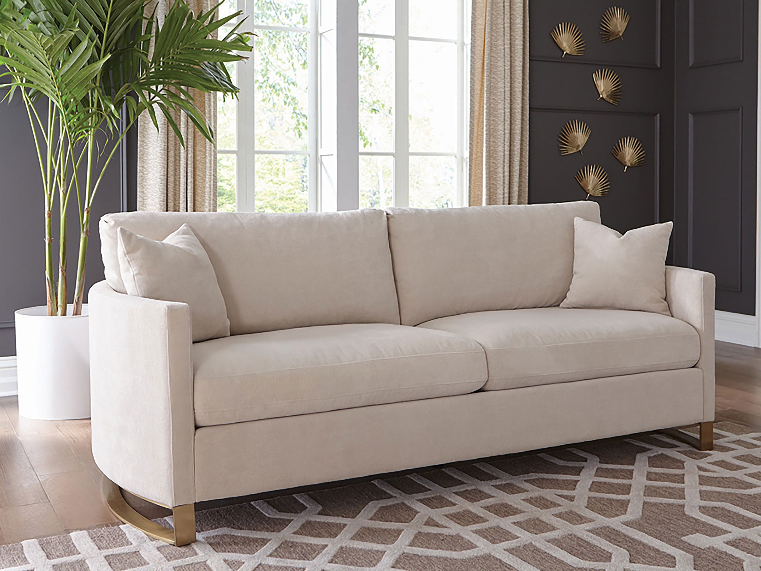 Corliss Upholstered Curved Track Arm Sofa Beige-CoasterElevations