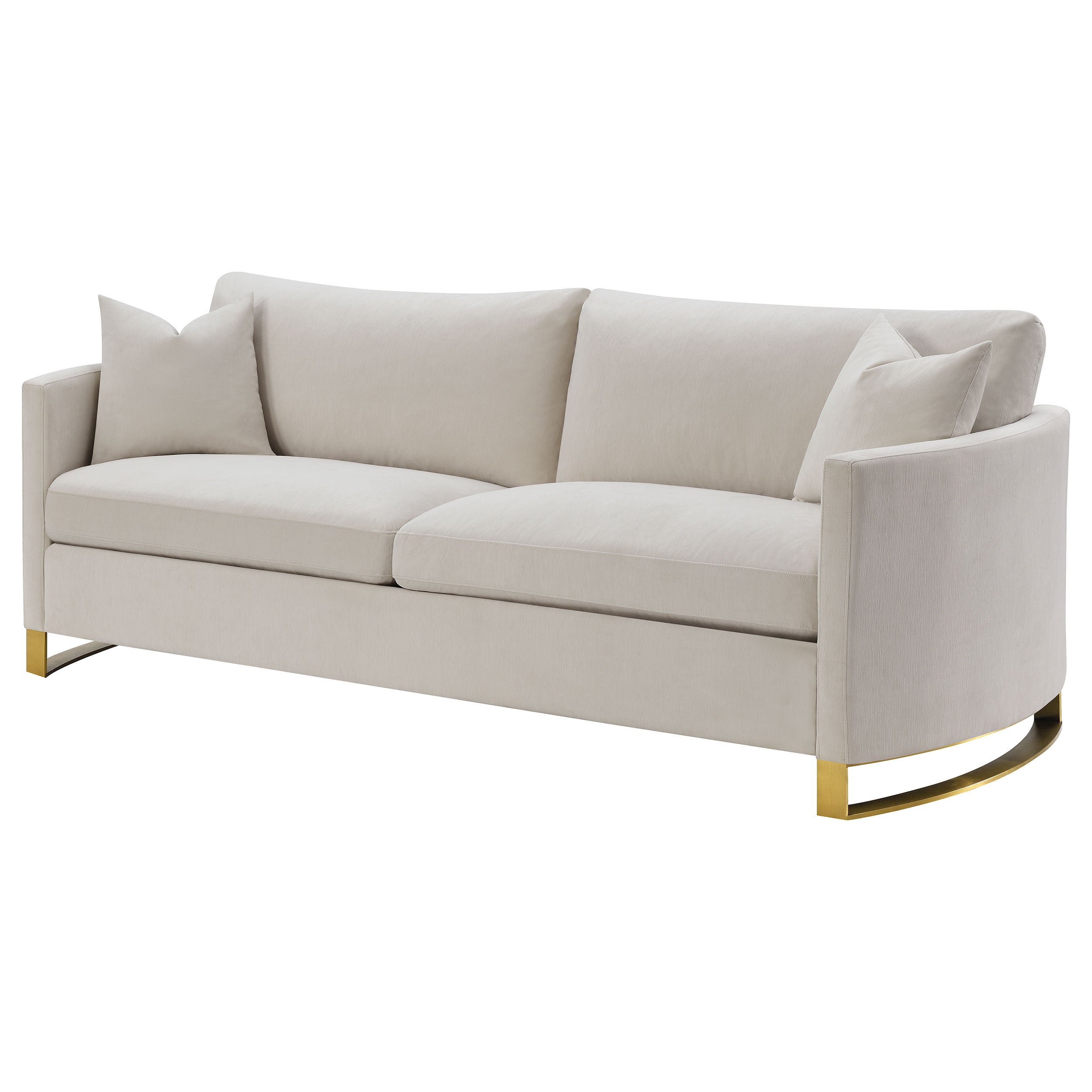 Corliss Upholstered Curved Track Arm Sofa Beige-CoasterElevations