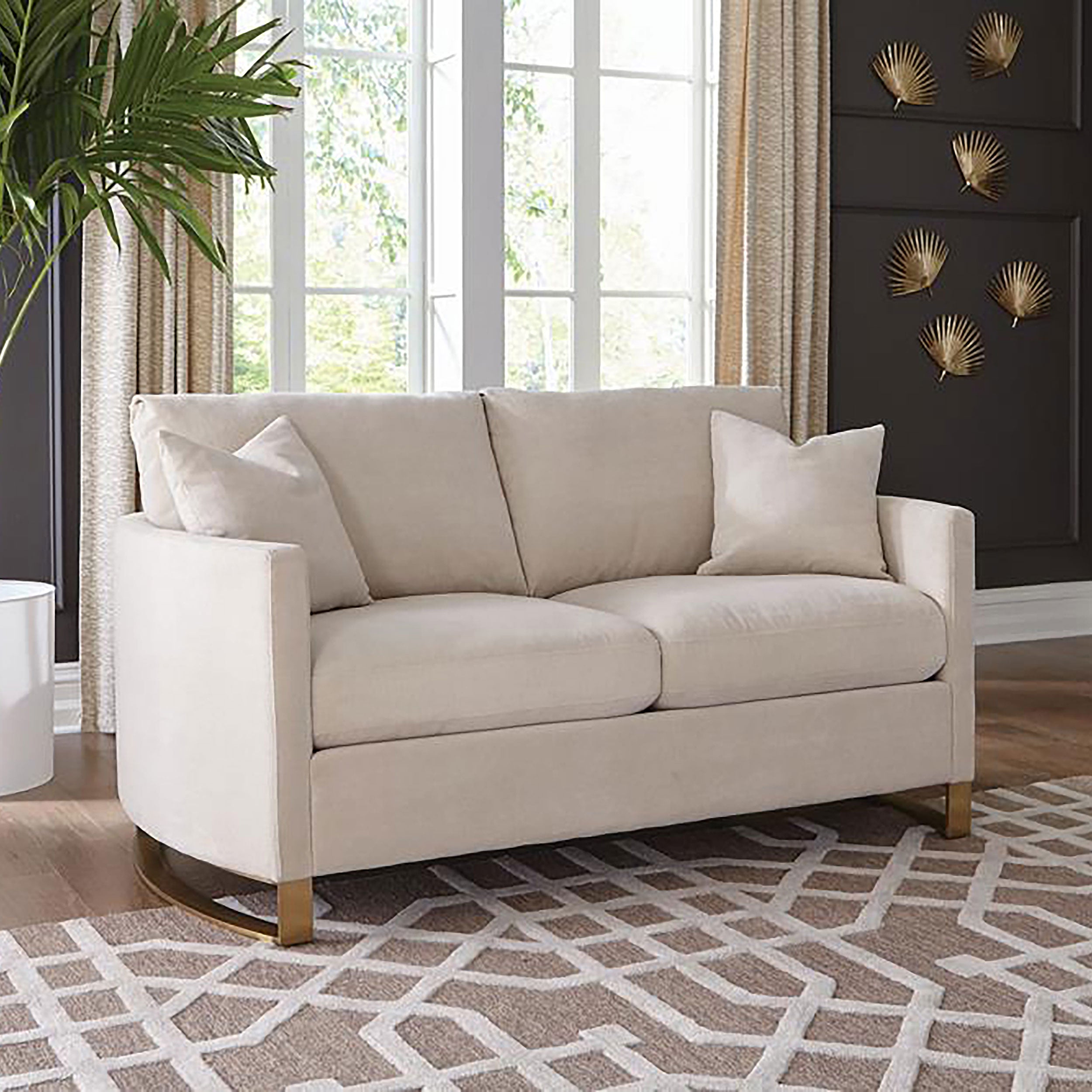 Corliss Upholstered Curved Track Arm Loveseat Beige-CoasterElevations
