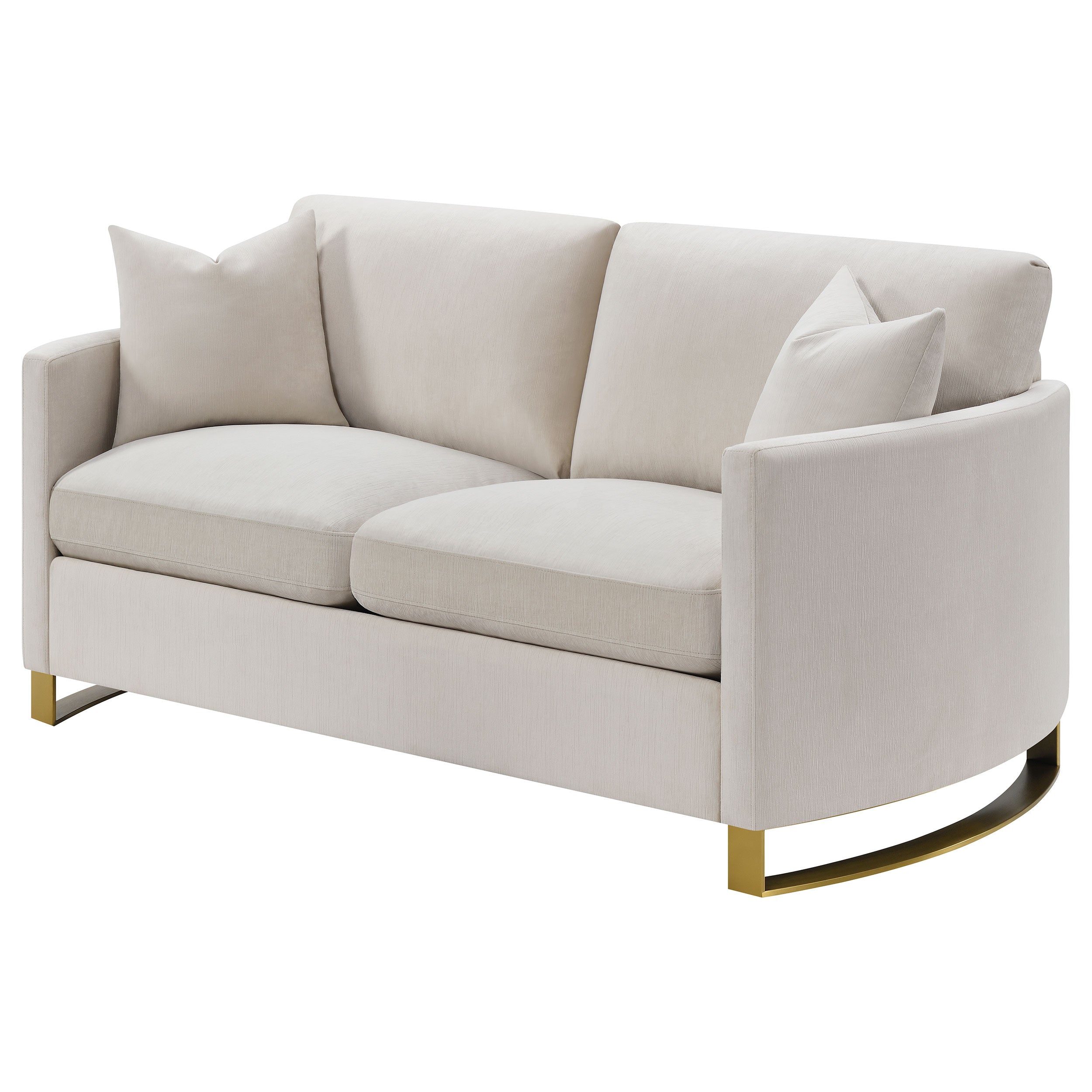 Corliss Upholstered Curved Track Arm Loveseat Beige-CoasterElevations