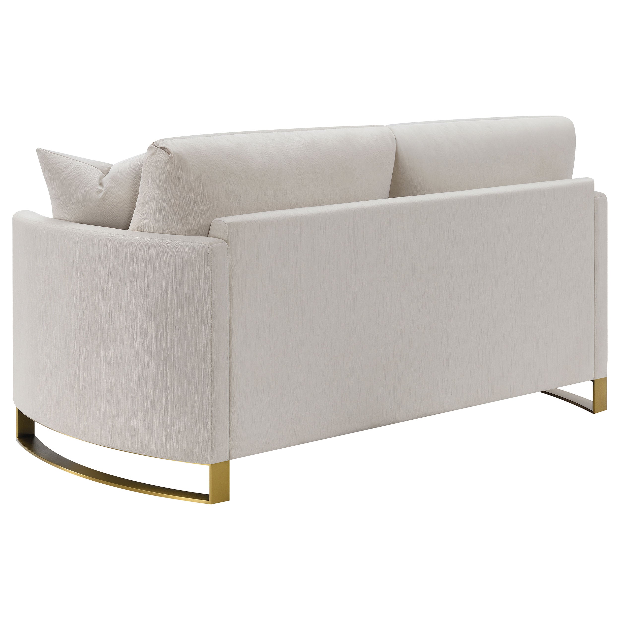Corliss Upholstered Curved Track Arm Loveseat Beige-CoasterElevations