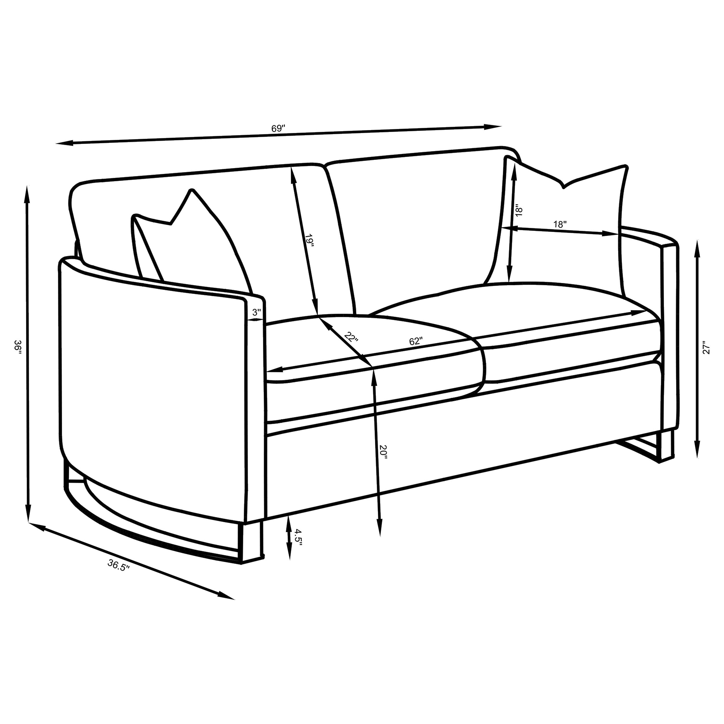 Corliss Upholstered Curved Track Arm Loveseat Camel-
