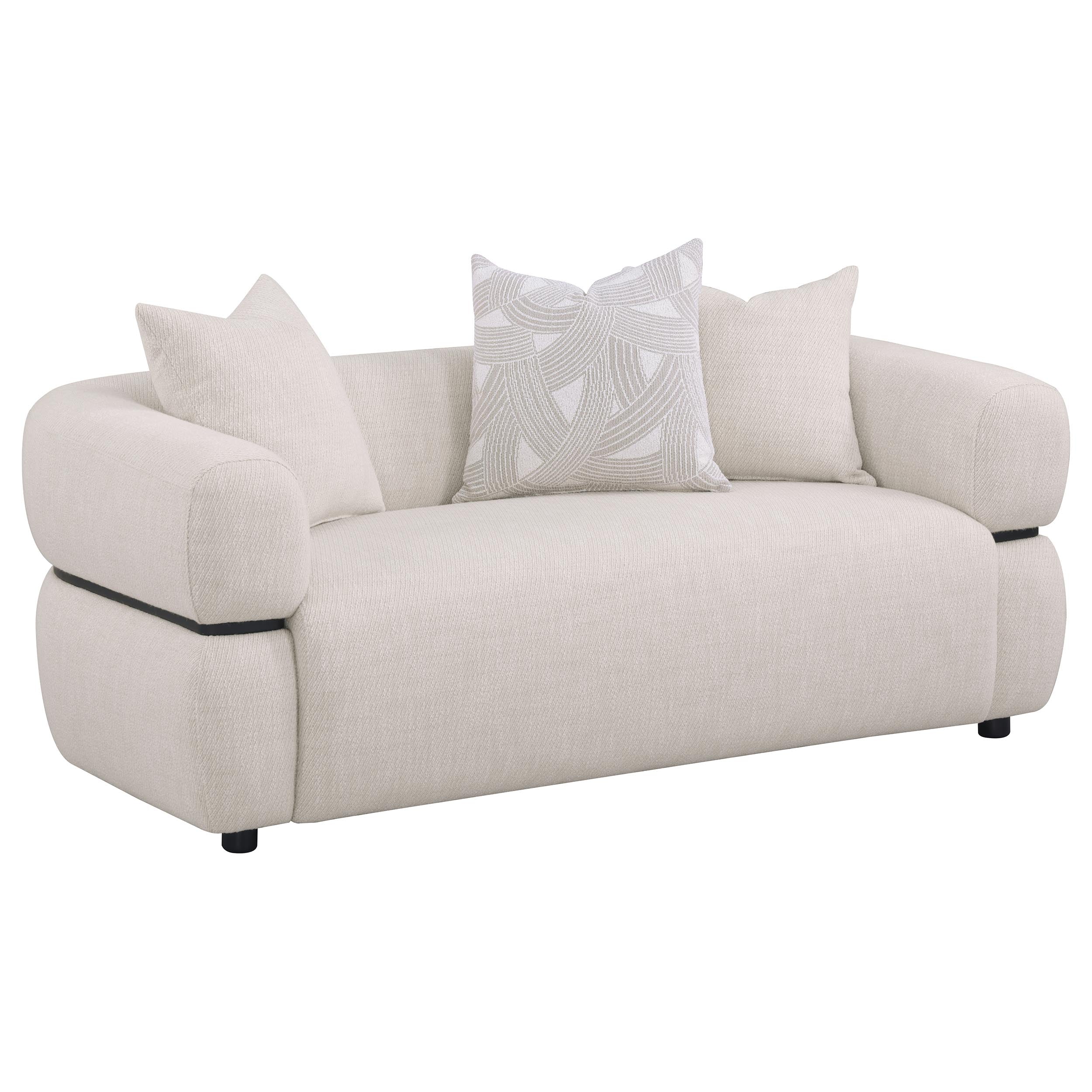 Jeanette 73-inch Fabric Upholstered Round Arm Loveseat Beige-