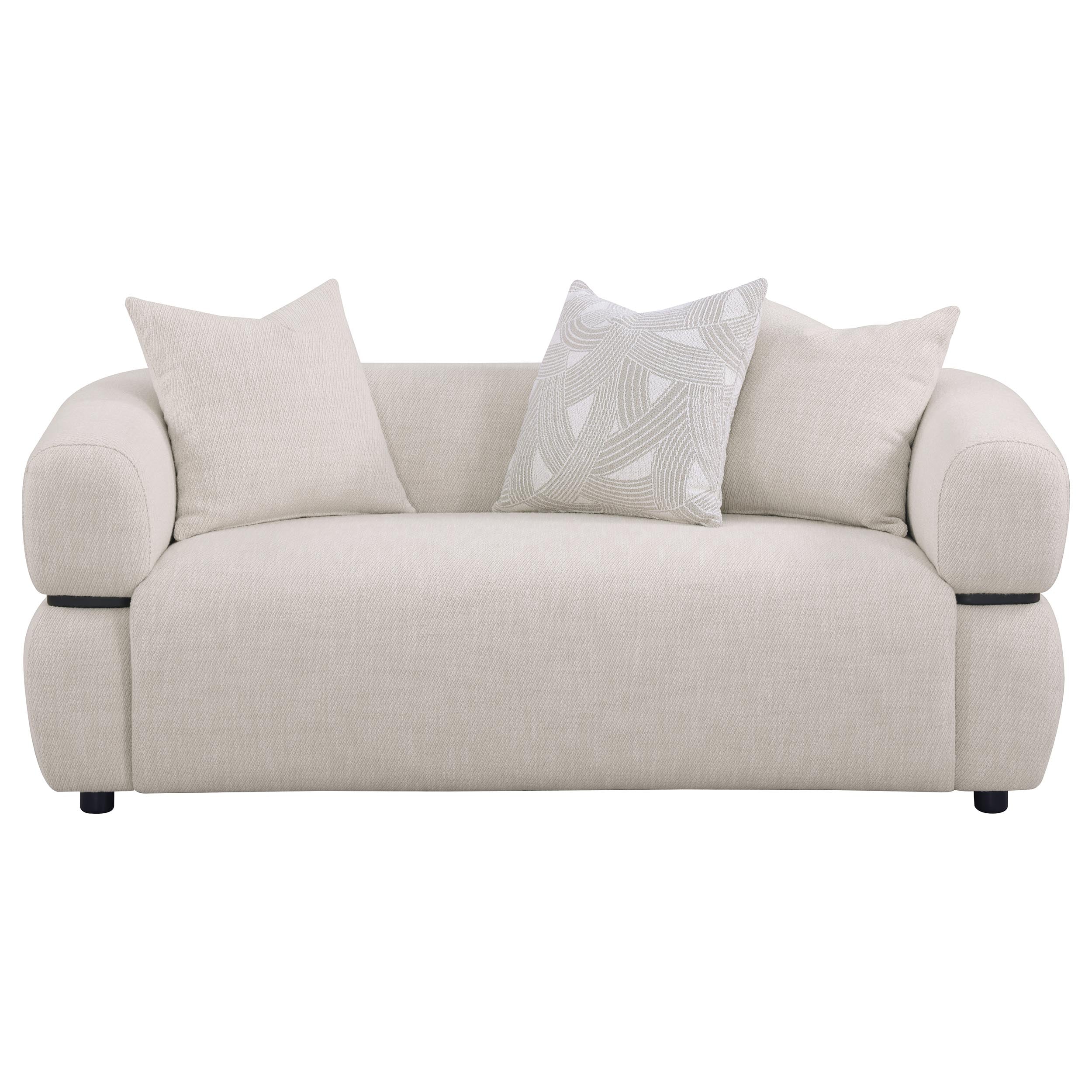 Jeanette 73-inch Fabric Upholstered Round Arm Loveseat Beige-