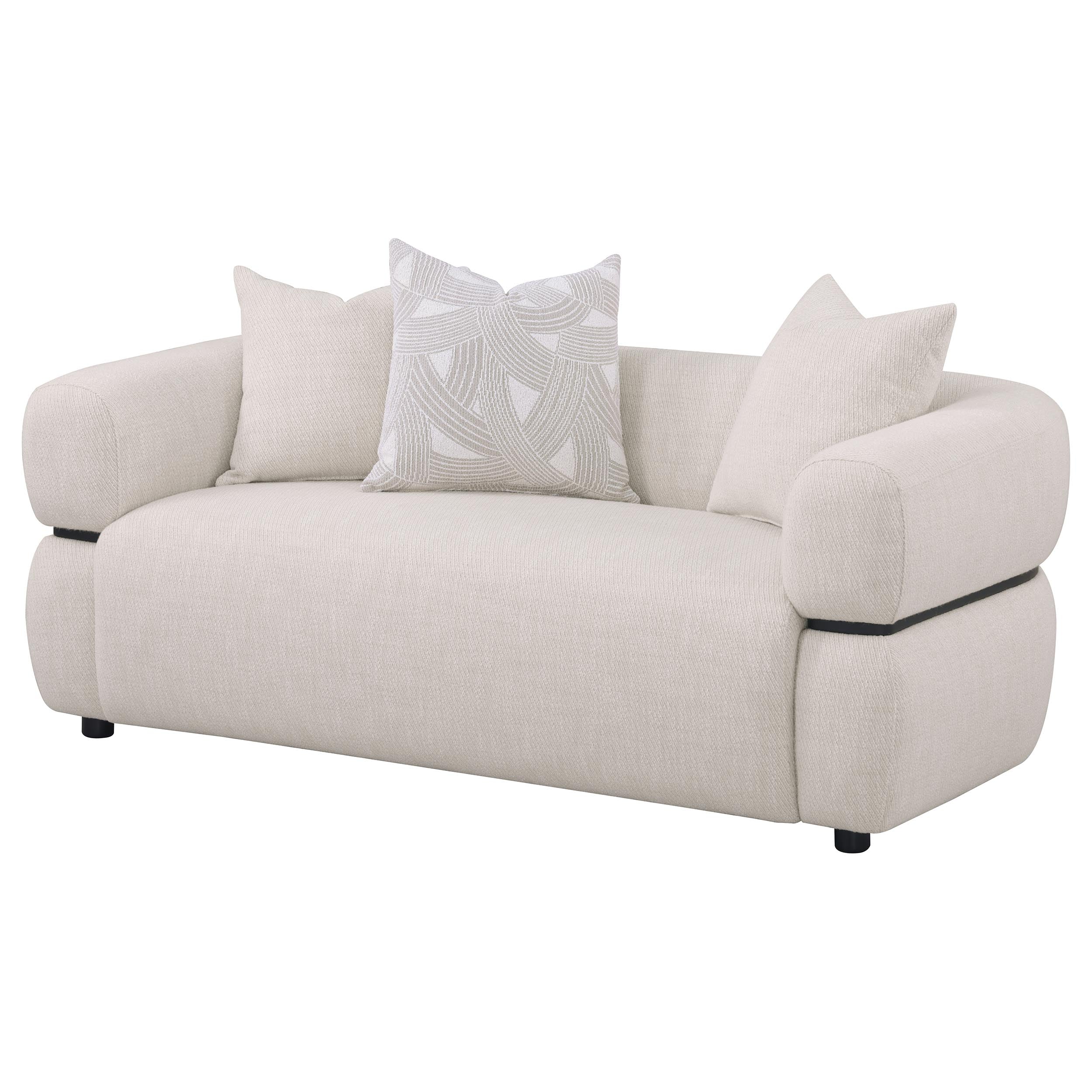 Jeanette 73-inch Fabric Upholstered Round Arm Loveseat Beige-
