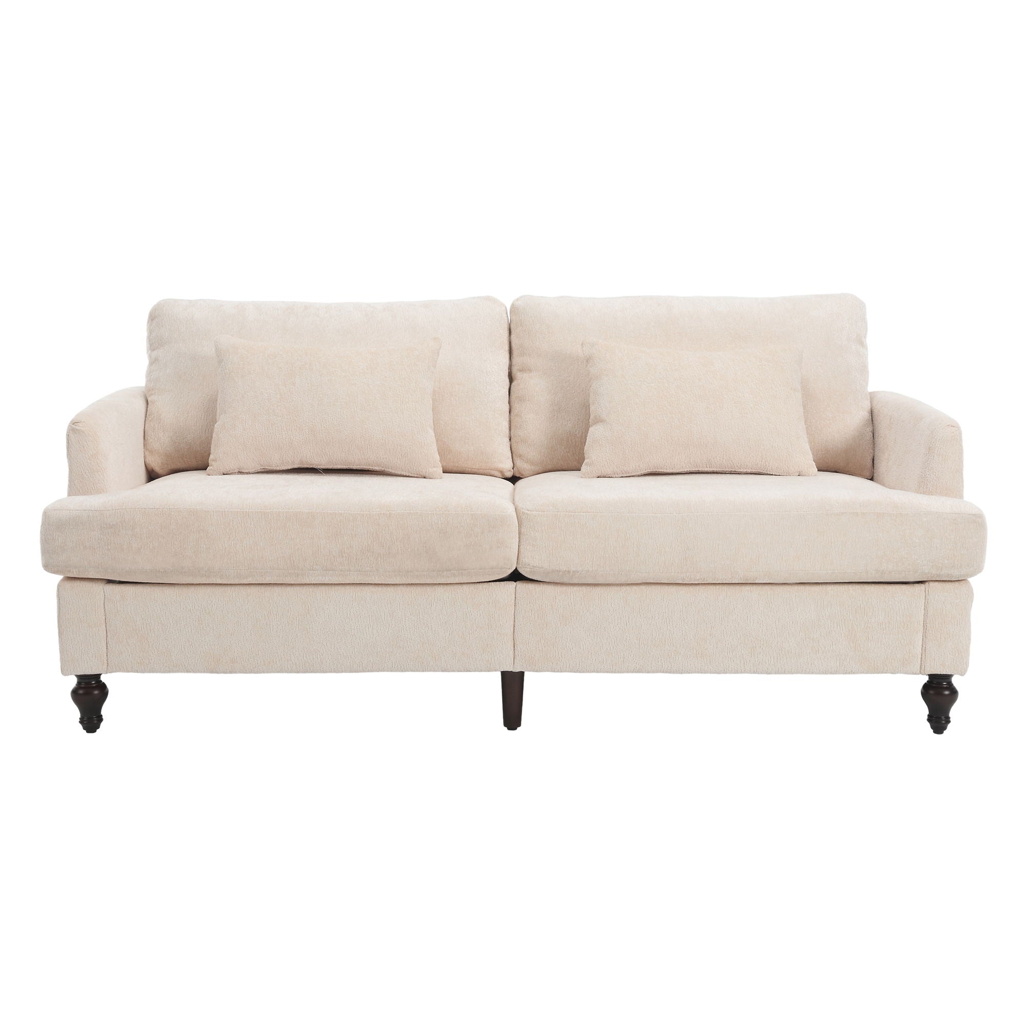 Mid Century Modern Chenille Fabric Loveseat Sofa, 2 Seat Upholstered Couch