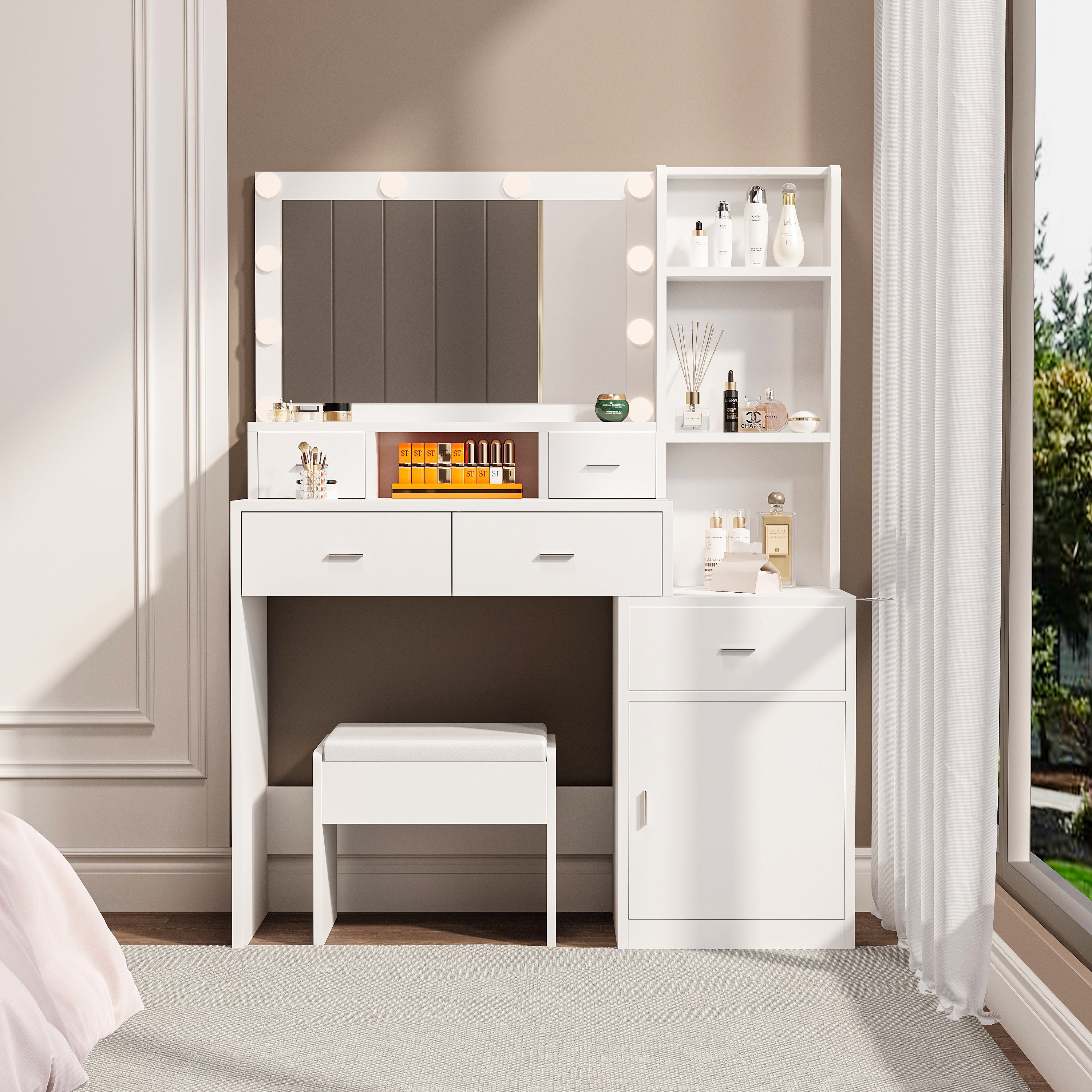 Xaria Modern White Vanity With Mirror