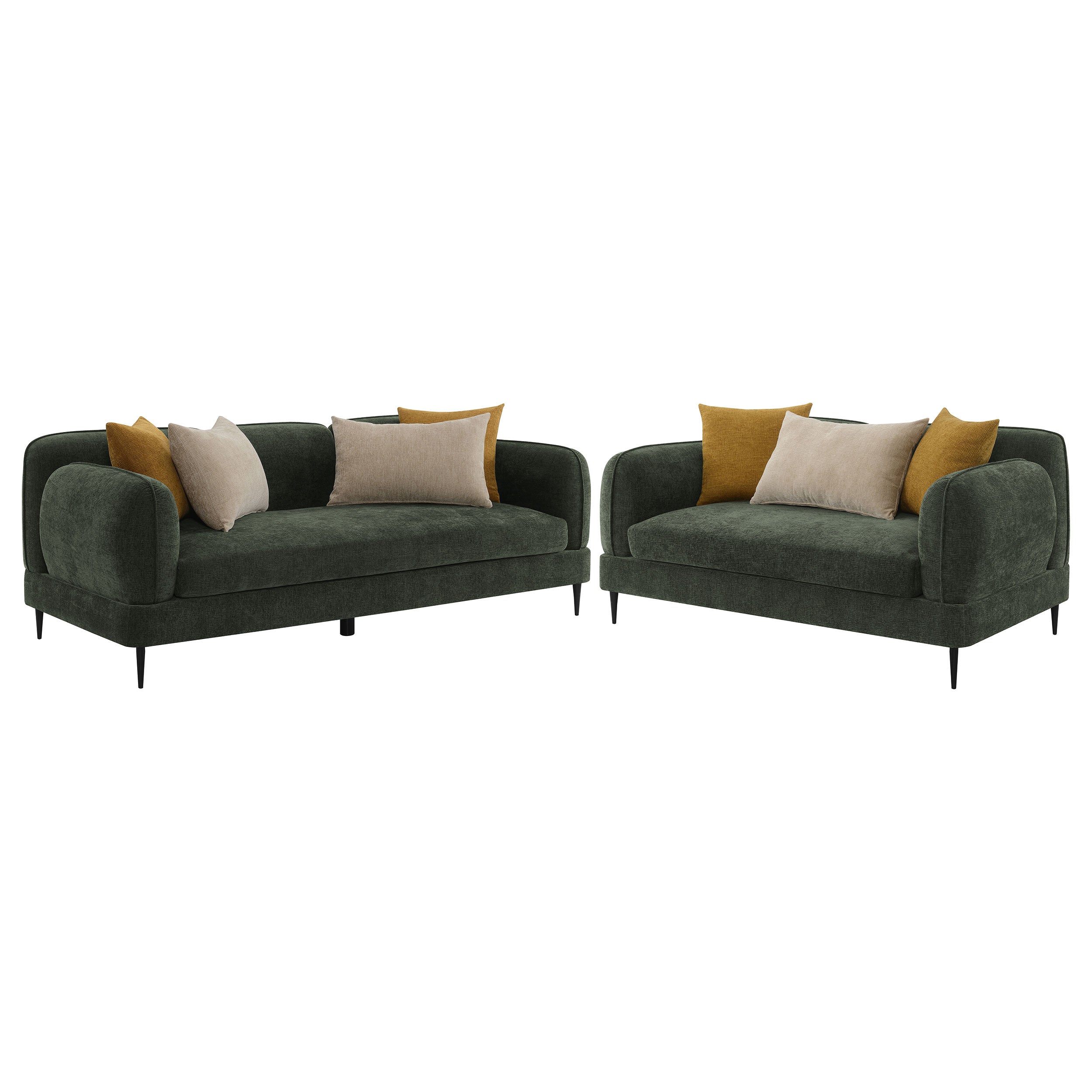 Jade 2-piece Chenille Upholstered Sofa Set Green-