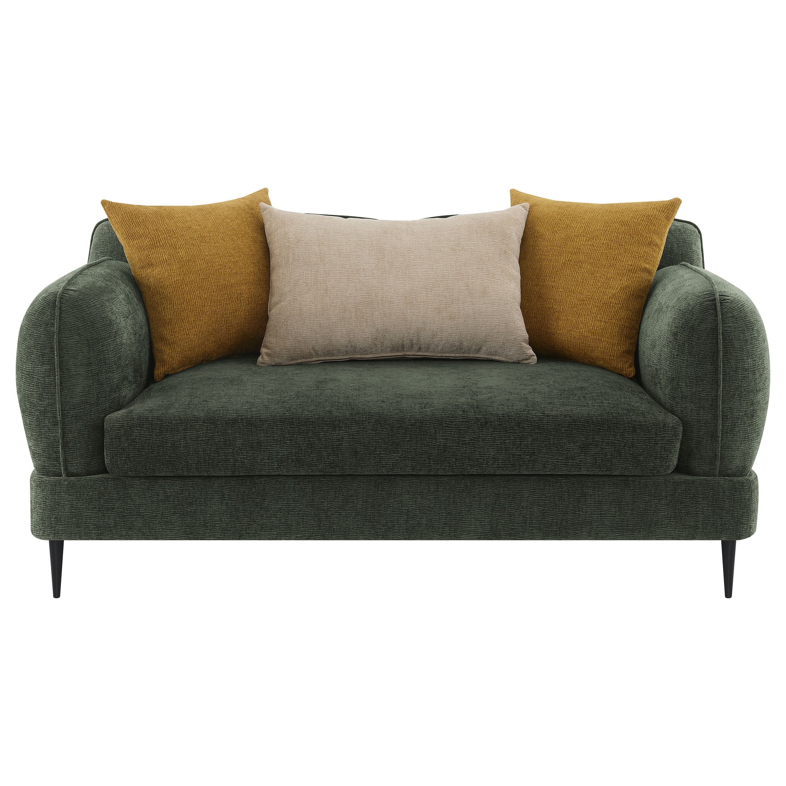 Jade Chenille Upholstered Modern Track Arm Loveseat Green-