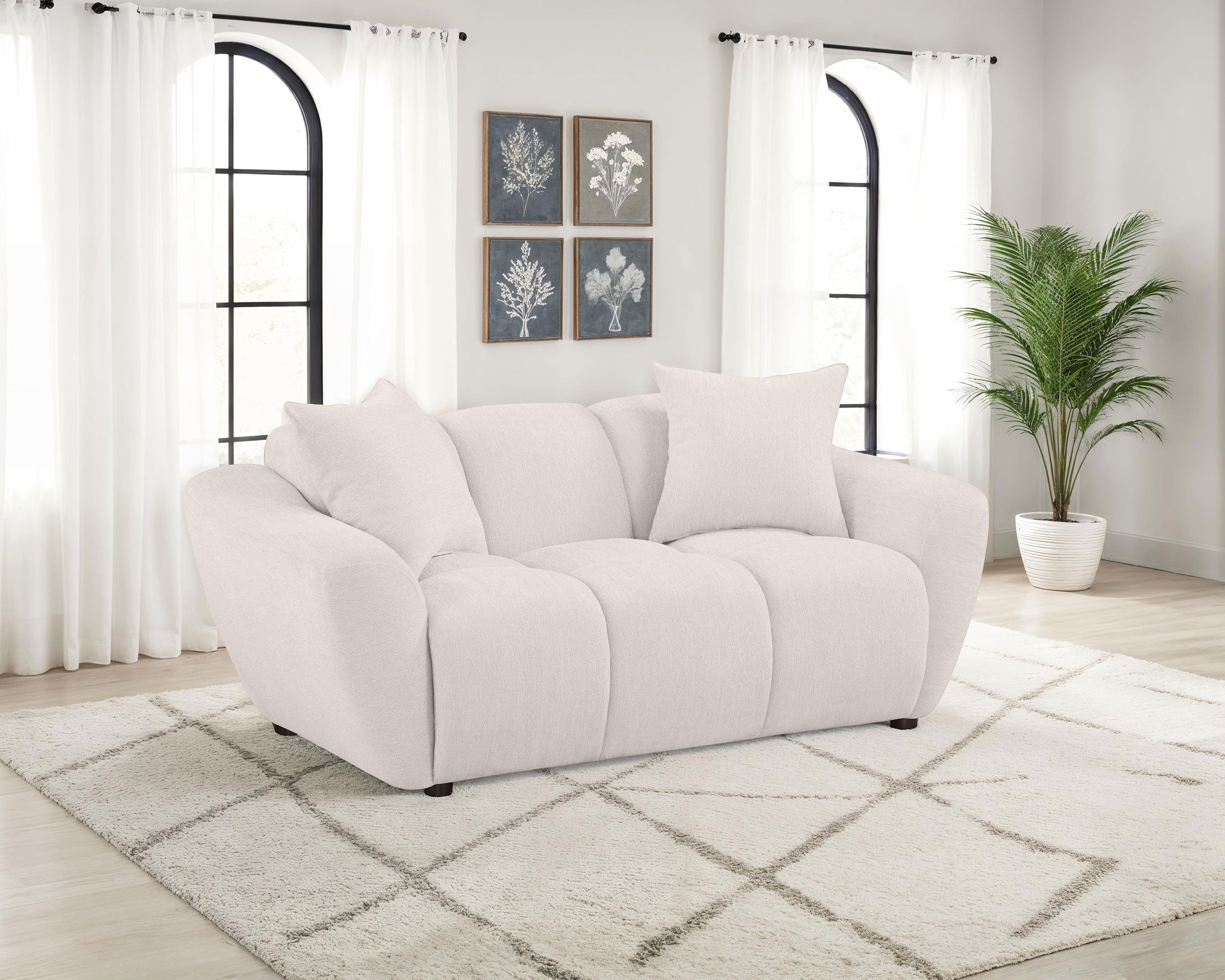 Destino Chenille Upholstered Splayed Arm Loveseat Greige-