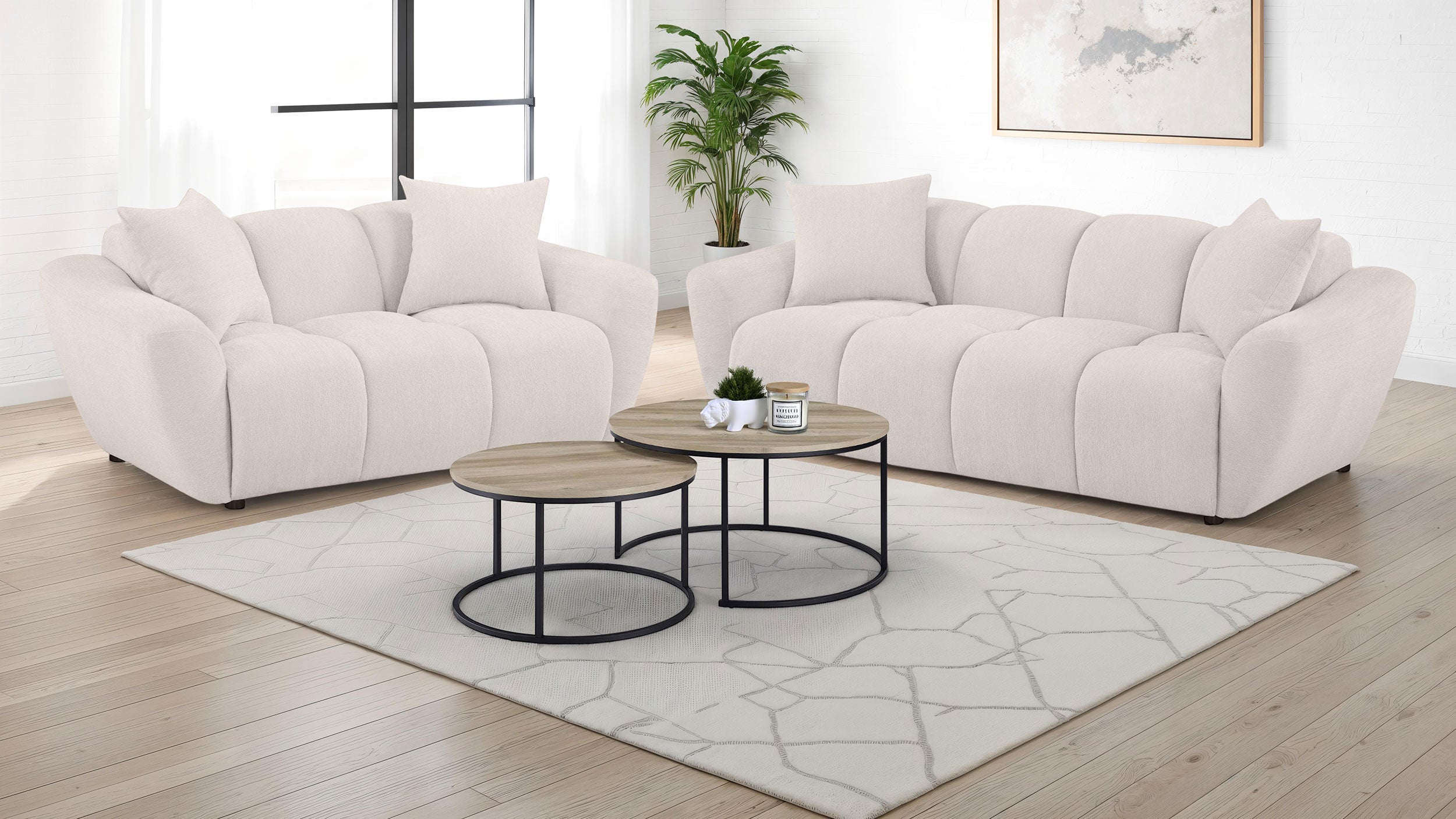 Destino Chenille Upholstered Splayed Arm Loveseat Greige-