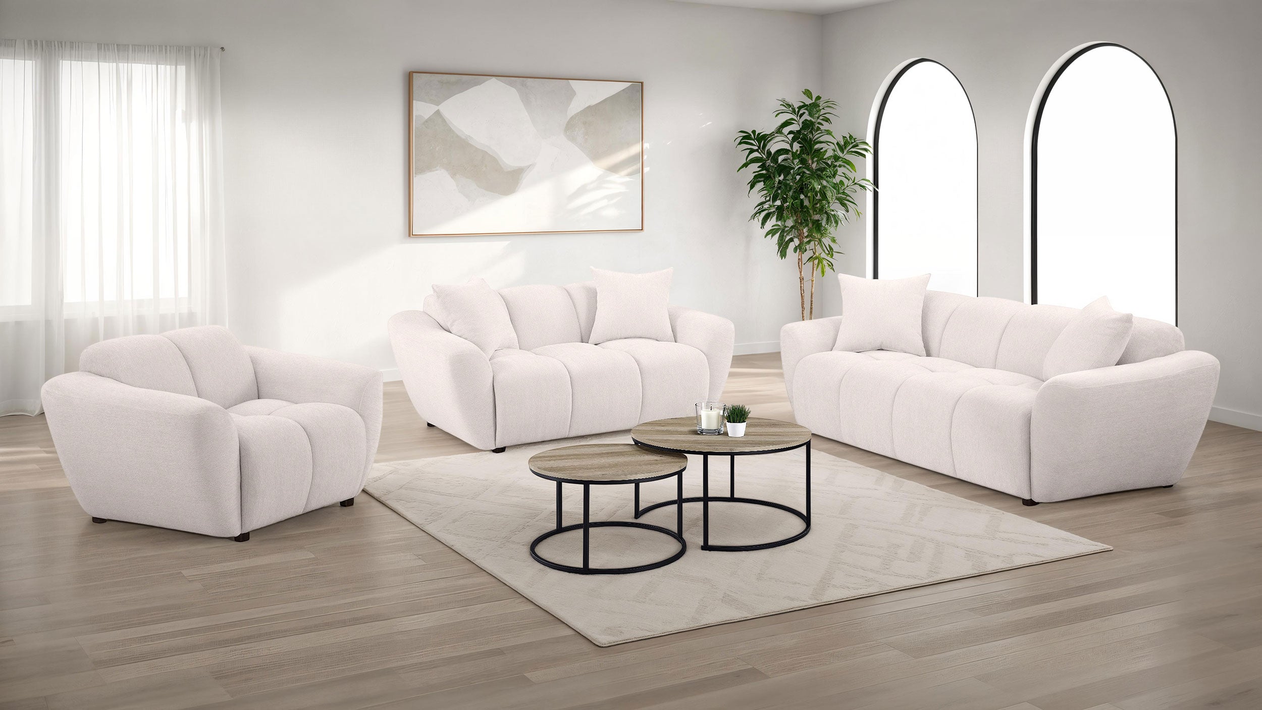 Destino Chenille Upholstered Splayed Arm Loveseat Greige-
