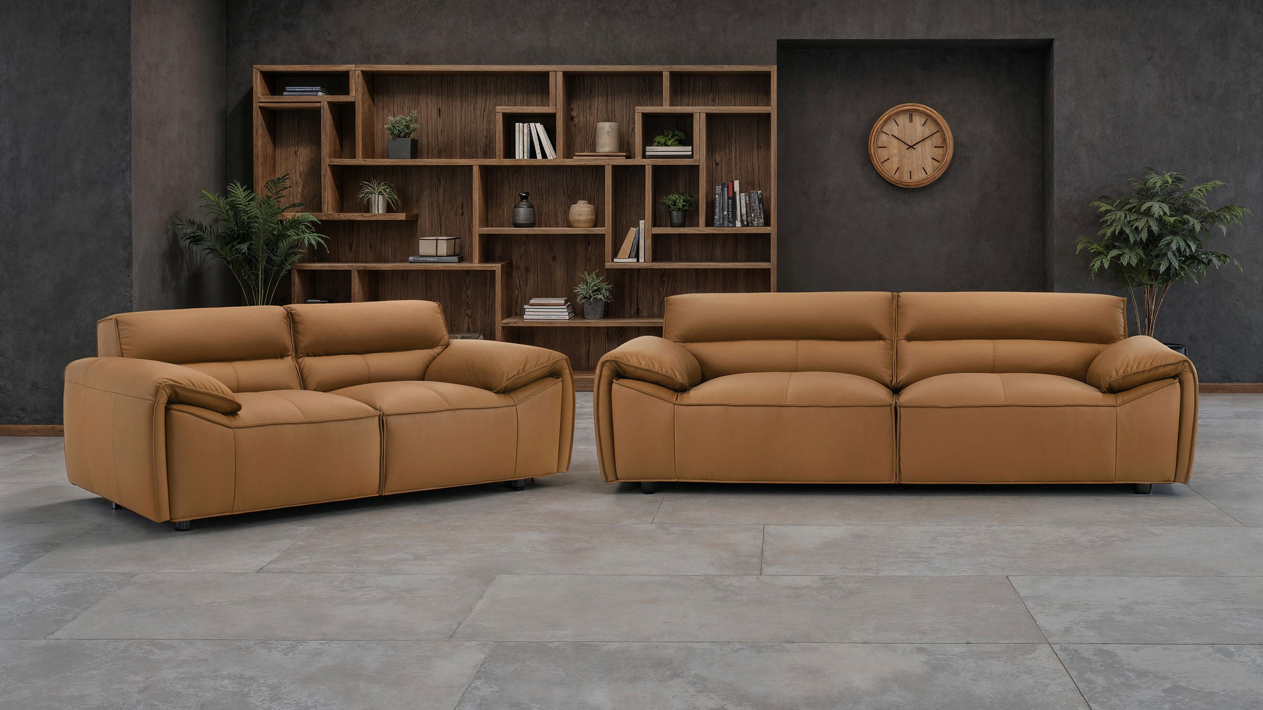Buxton 2-piece Leather Upholstered Sofa Set Orange-