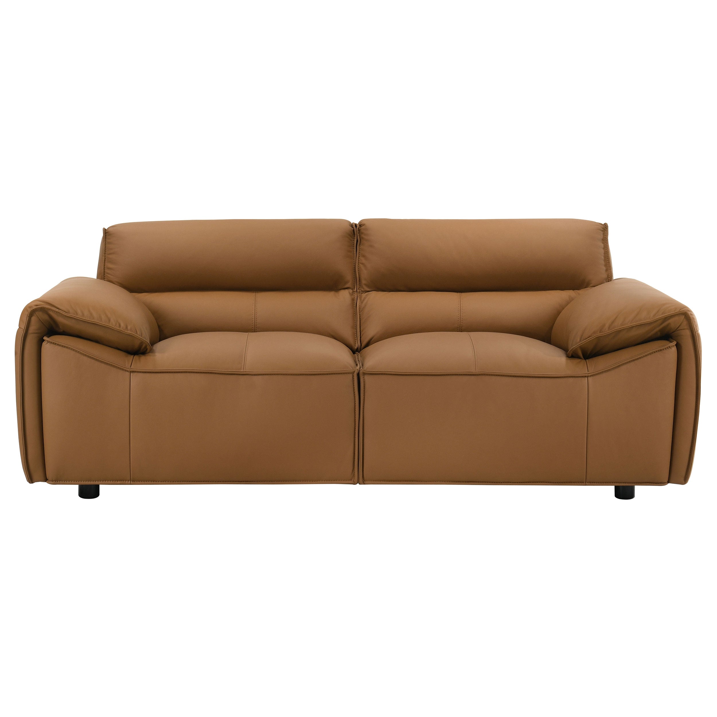 Buxton Top Grain Leather Upholstered Loveseat Orange-