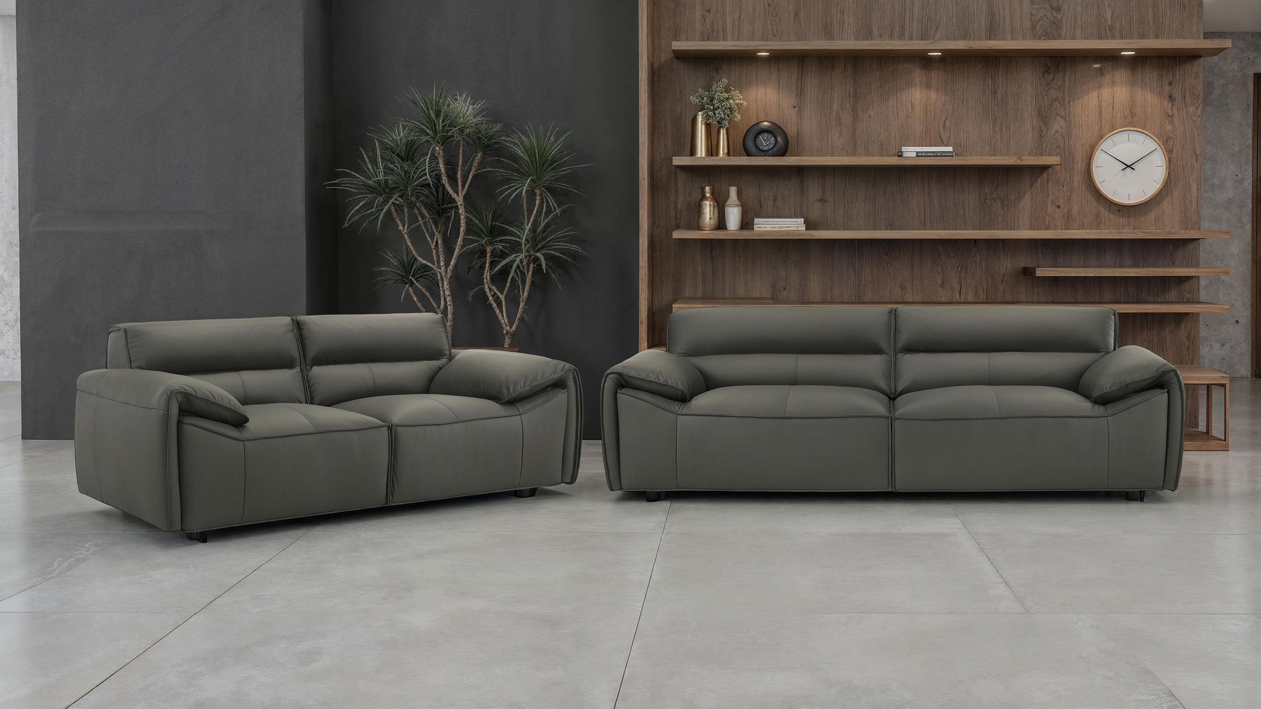 Buxton 2-piece Leather Upholstered Sofa Set Graphite-