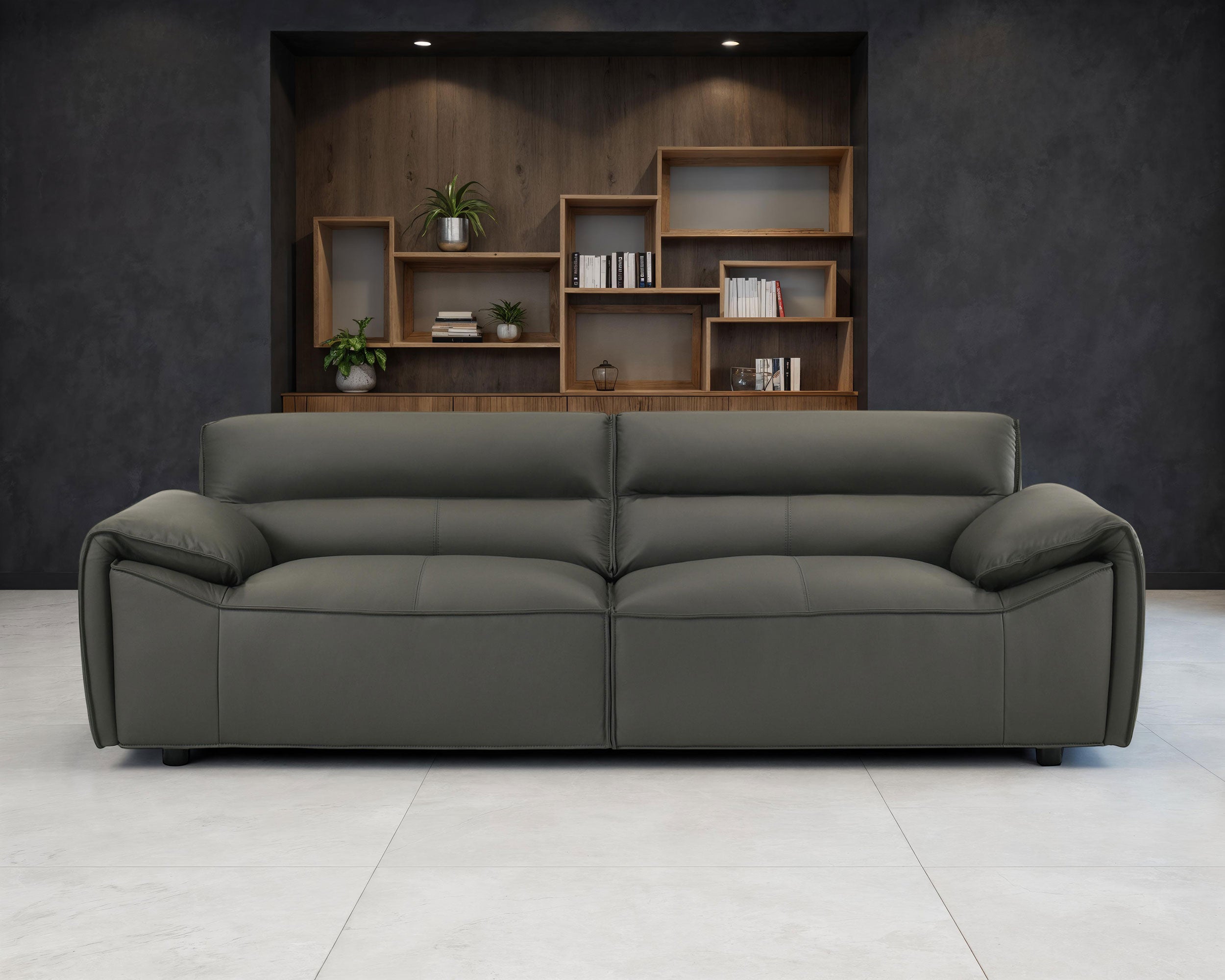 Buxton Top Grain Leather Upholstered Sofa Graphite-