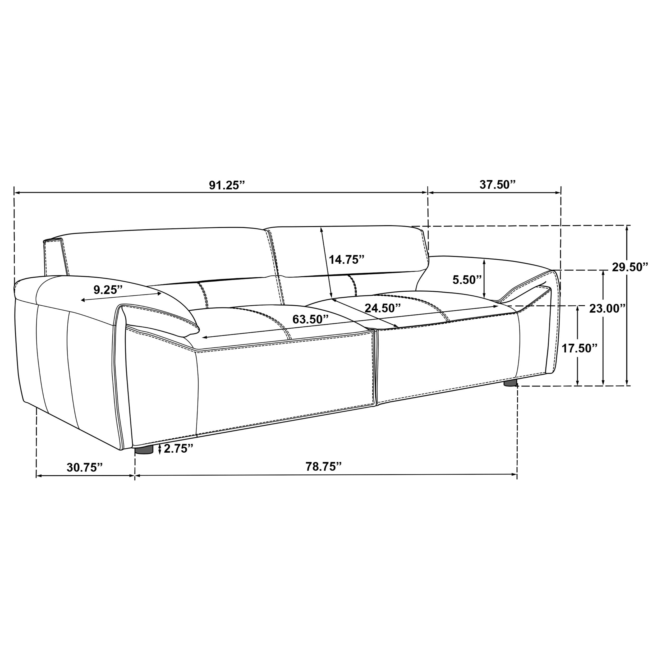 Buxton Top Grain Leather Upholstered Sofa Graphite-