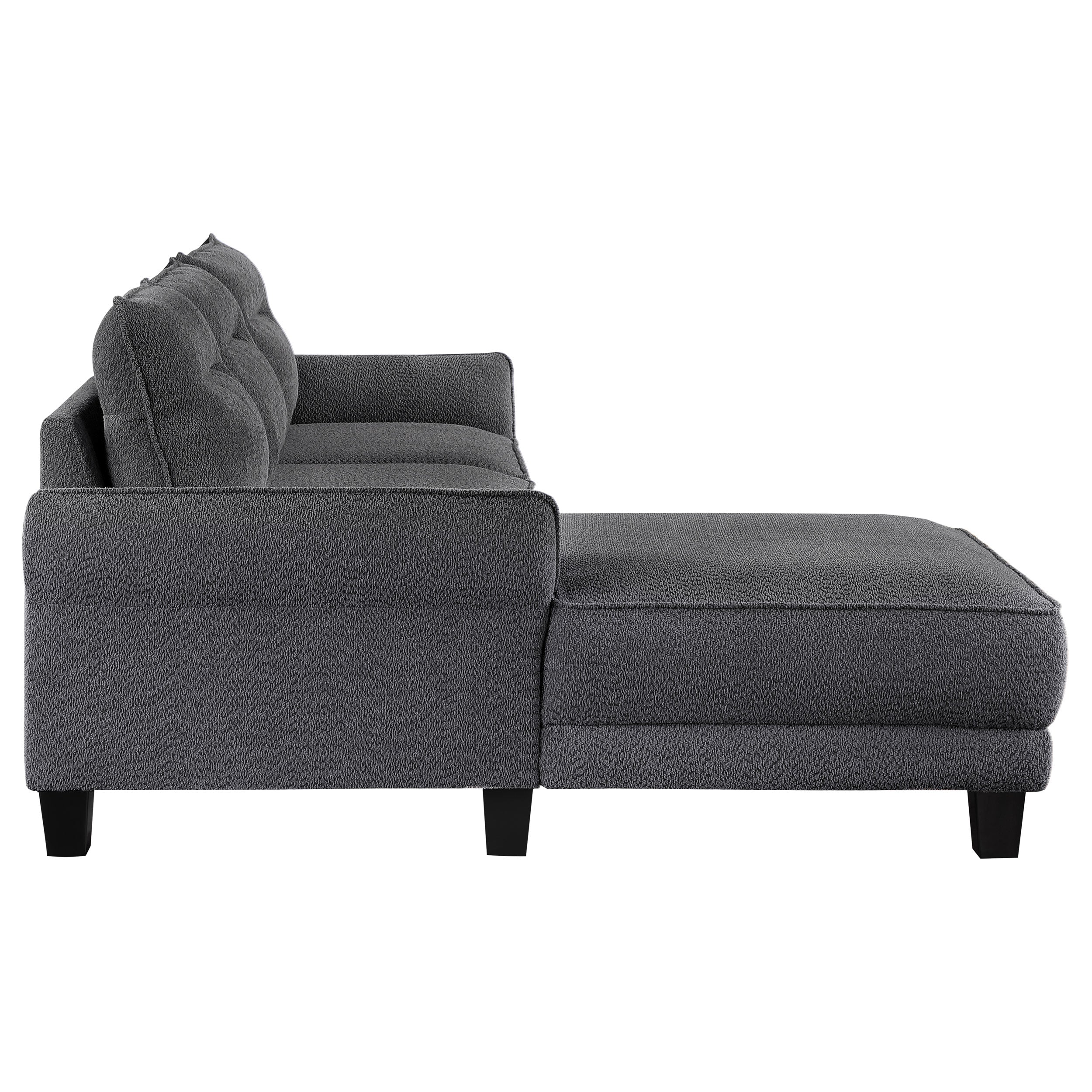Caspian Upholstered Curved Arm Chaise Sectional Sofa Grey-
