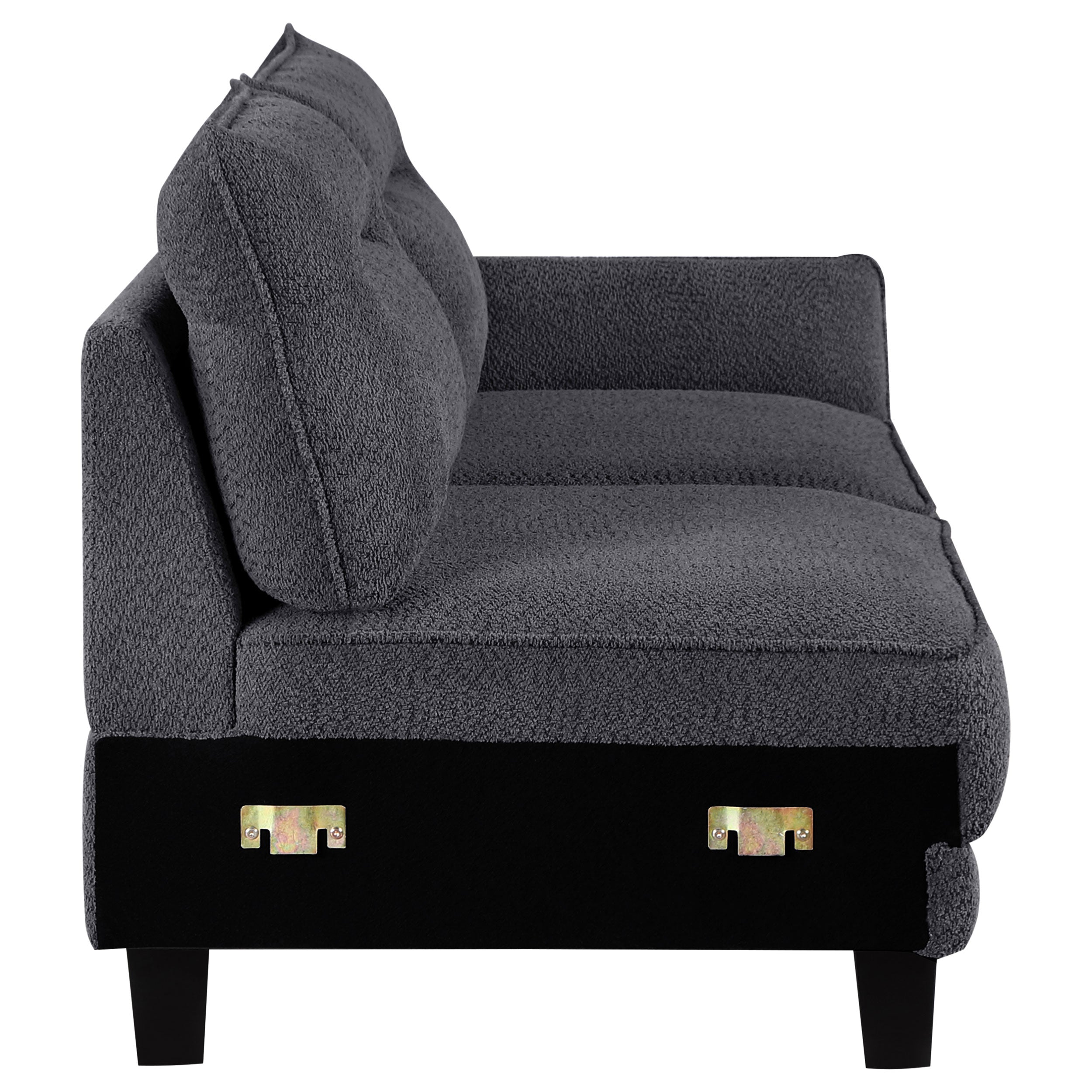 Caspian Upholstered Curved Arm Chaise Sectional Sofa Grey-