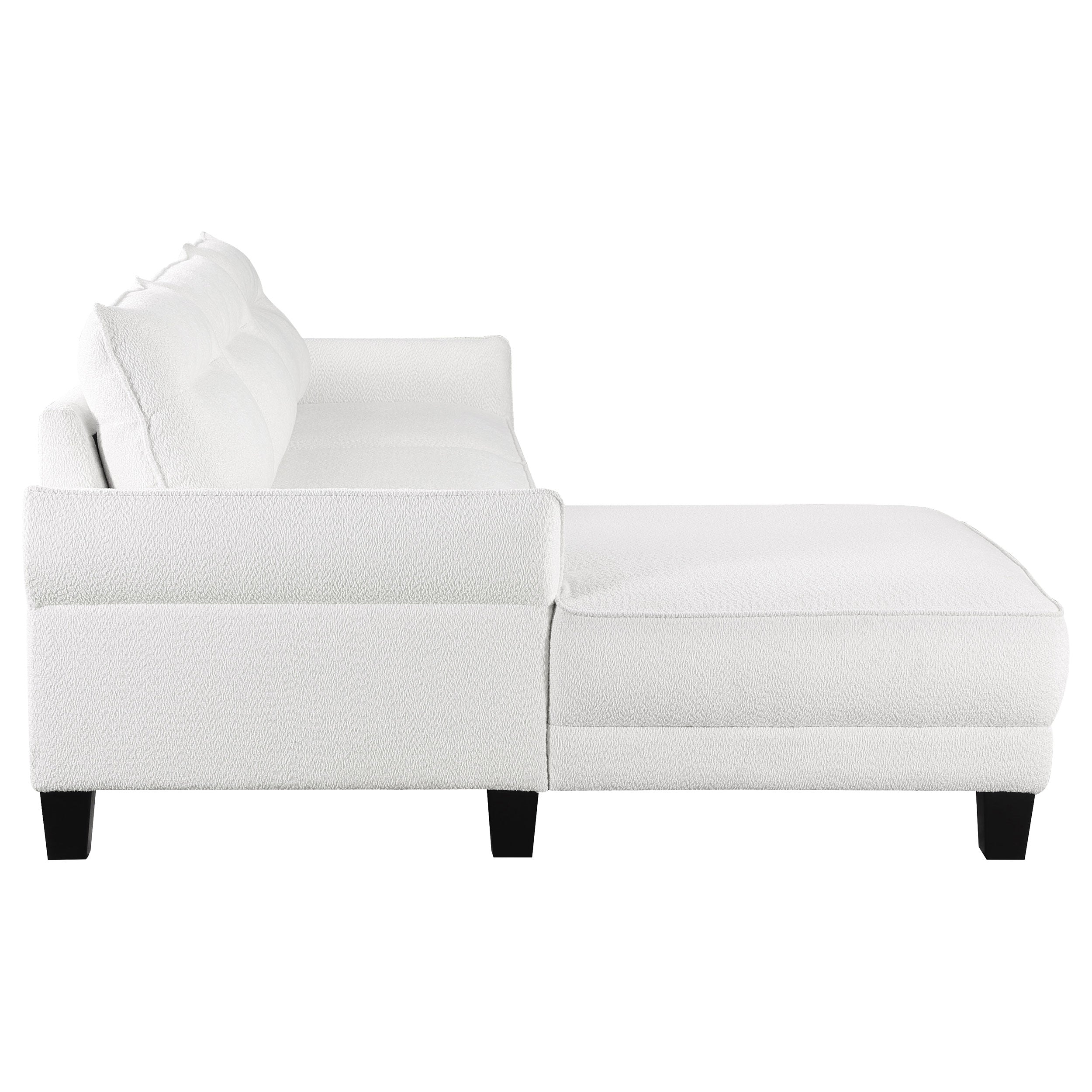 Caspian Upholstered Curved Arm Chaise Sectional Sofa White-