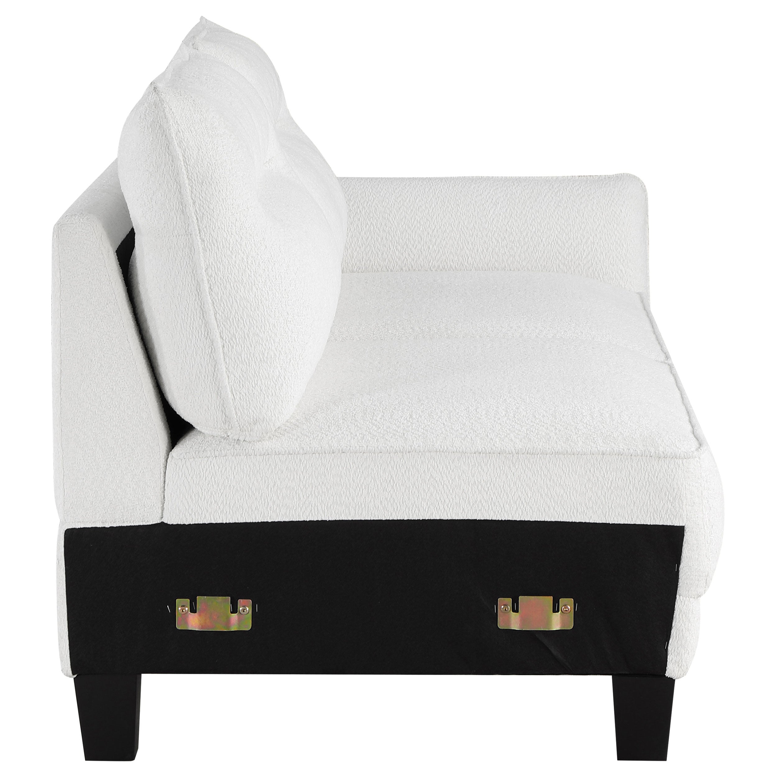 Caspian Upholstered Curved Arm Chaise Sectional Sofa White-