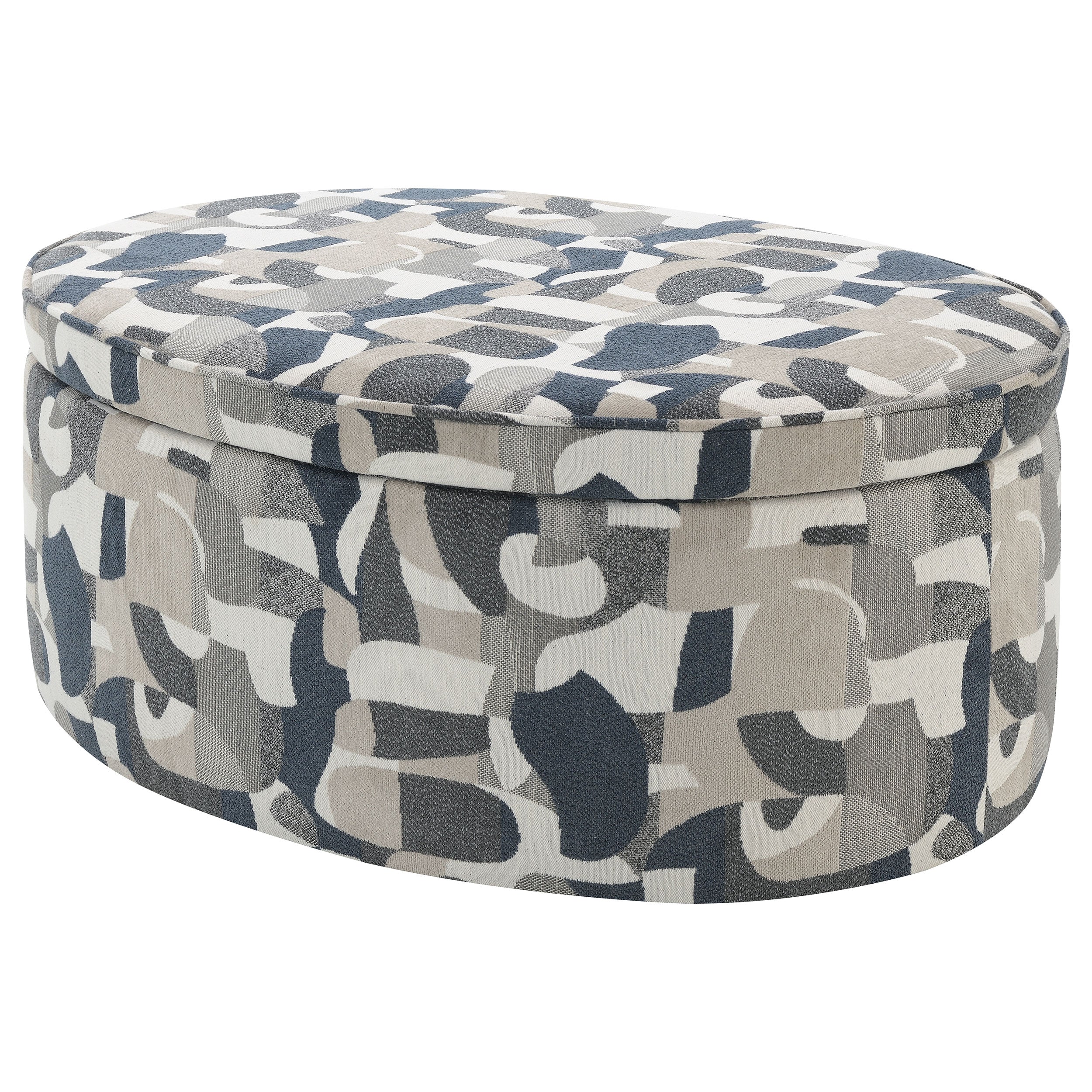 Tomkins Oval Upholstered Storage Ottoman Indigo Blue-